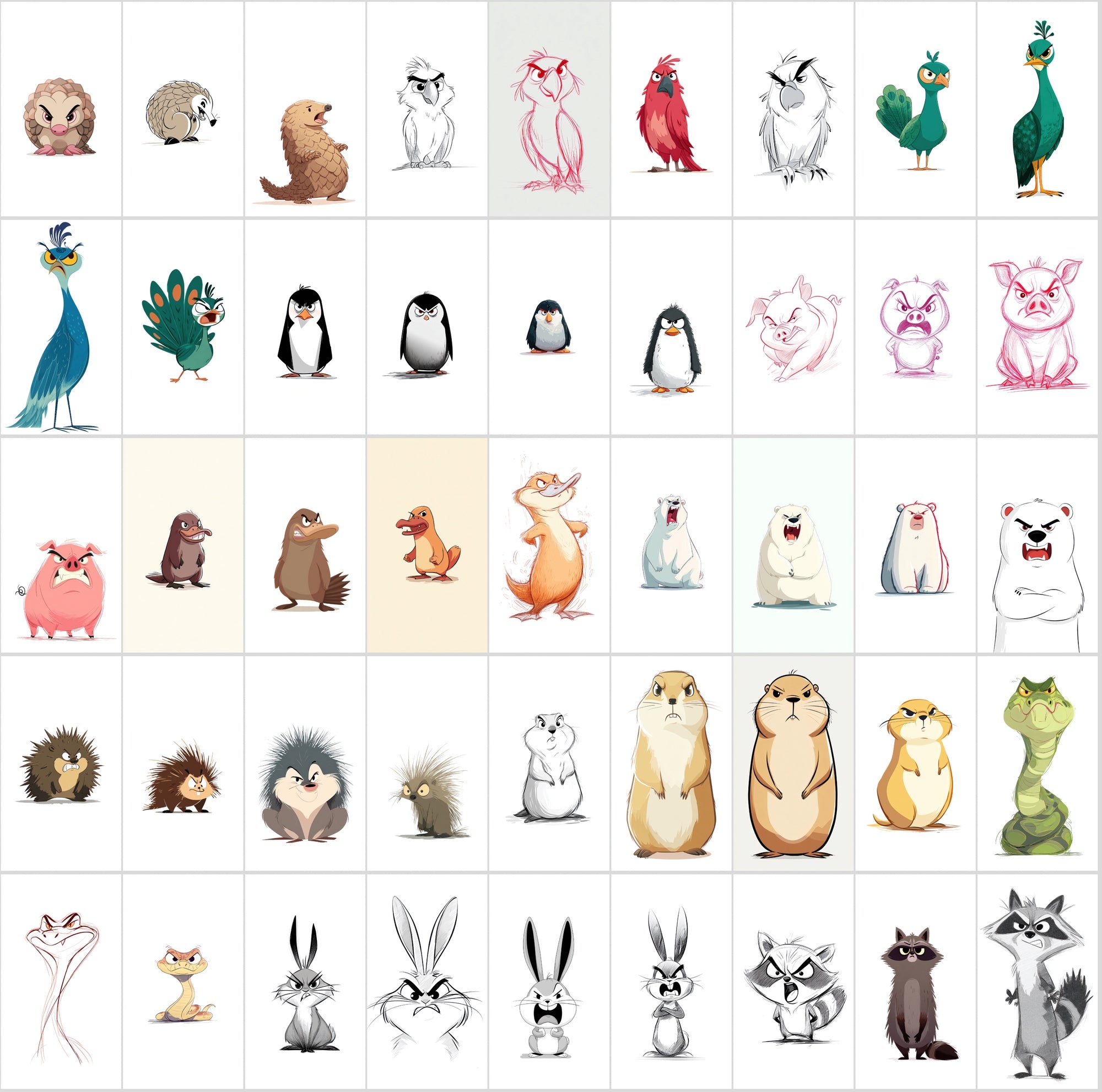 560 Angry Animal Cartoon Clipart Bundle – High-Resolution JPGs with Commercial Use