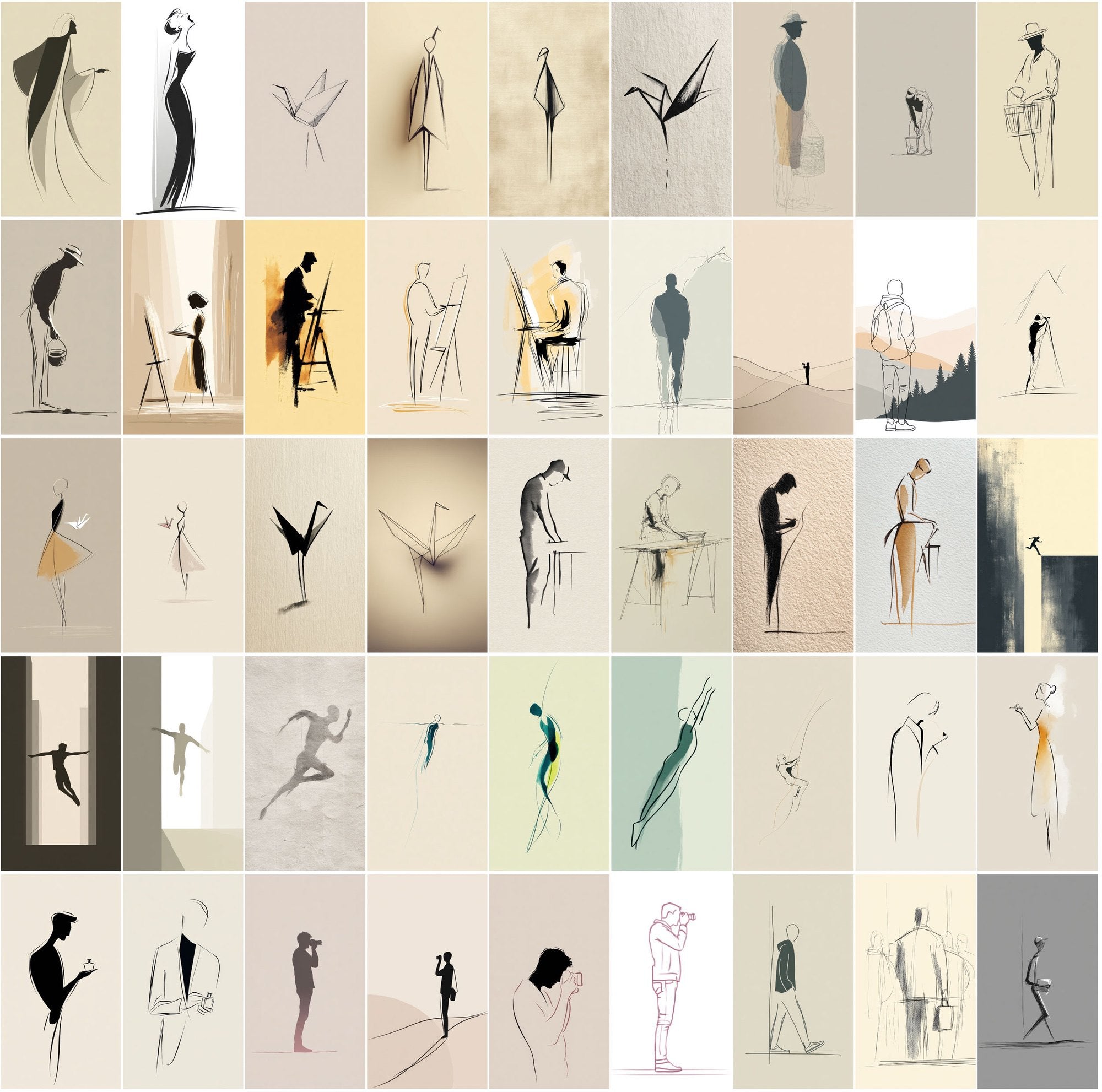 580 Minimalist One-Line Drawing Images | JPG Bundle with Commercial License