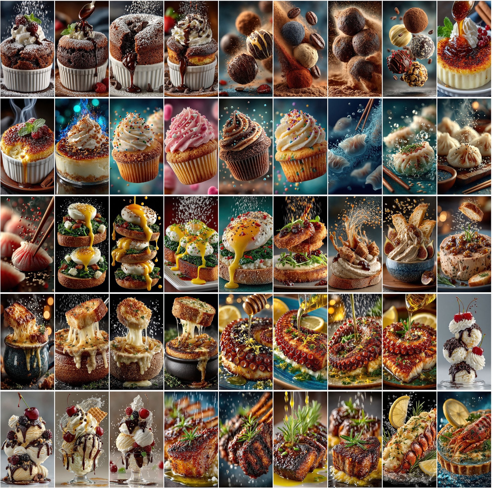 510 Floating Food Images – Hyper-Realistic, Cinematic JPG Collection with Commercial License