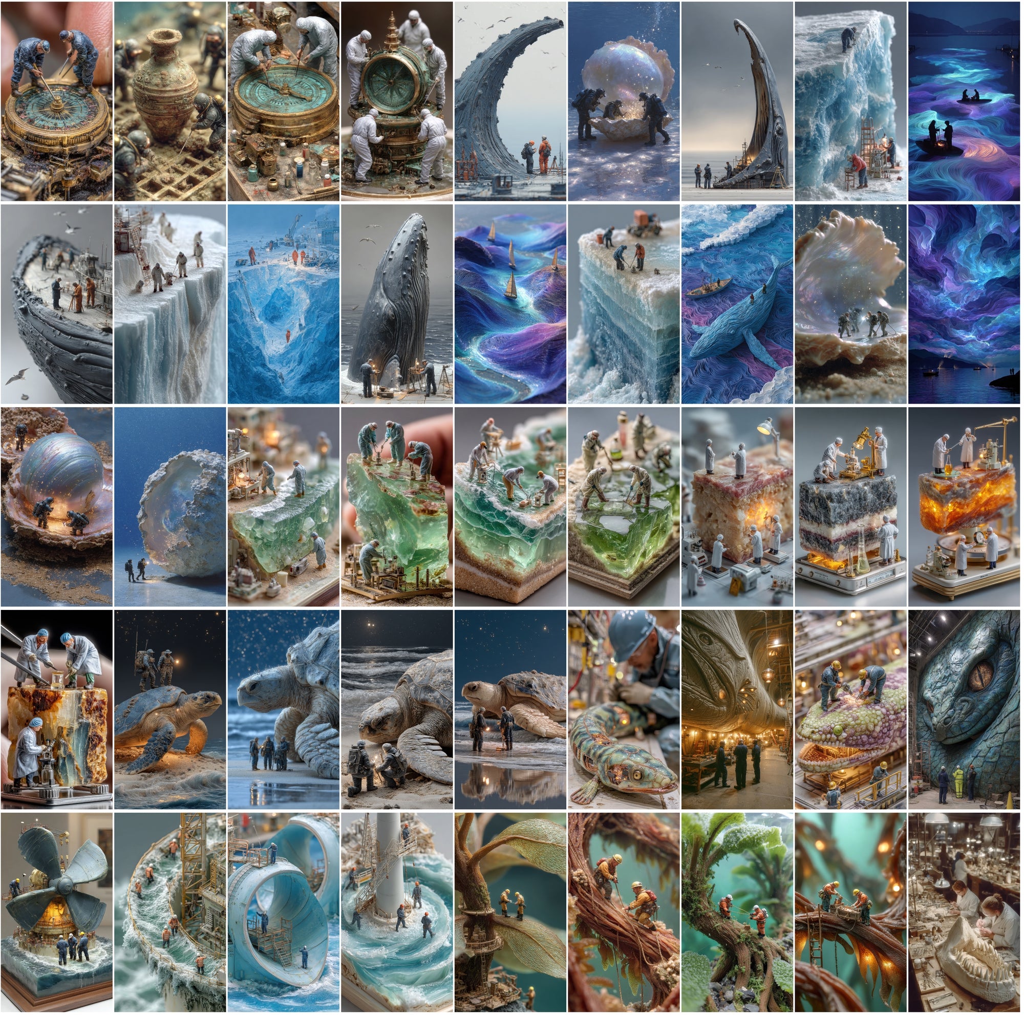 555 Miniature People Image Bundle, Hyper-Realistic Art, Tiny People Clipart, Commercial Use,