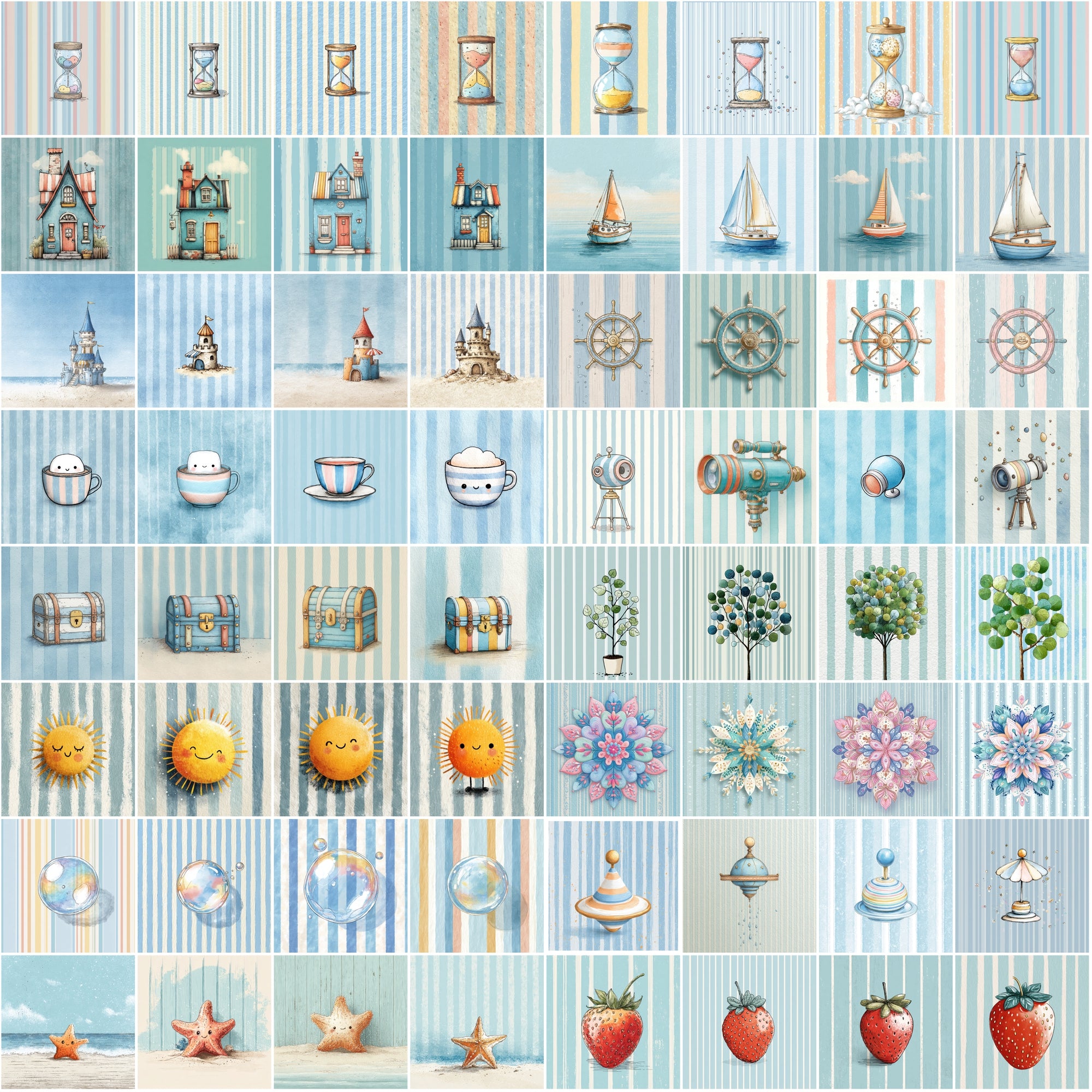 652 Whimsical Pastel Clipart Illustrations – Soft Children’s Book Style, Commercial Use JPGs