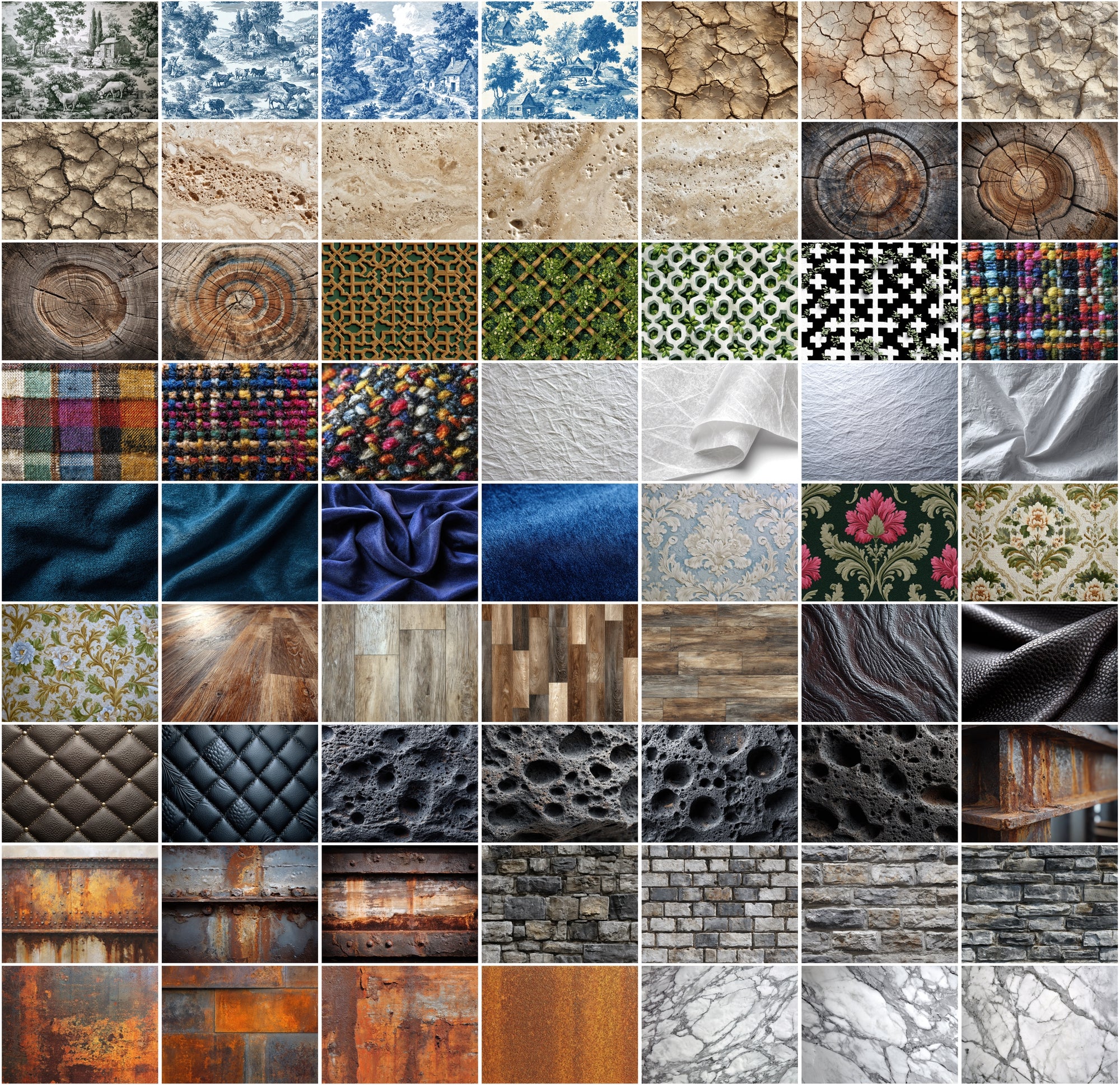 1120 Ultra High-Resolution Textures Mega Bundle – 2-in-1 Collection: Natural, Fabric, Leather, Animal, and Material Patterns