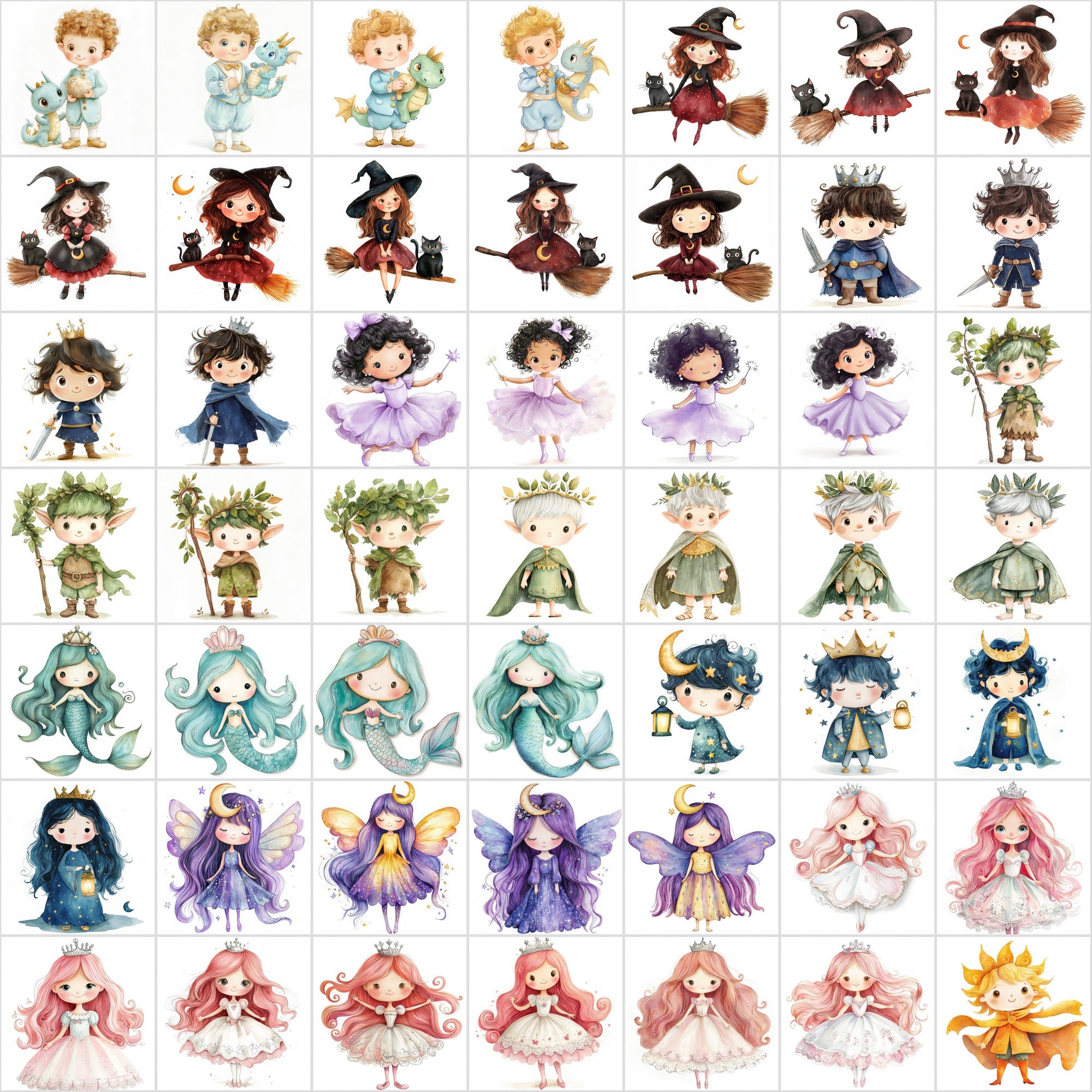 450 Enchanting Princess & Prince Illustrations | Cute Fairy Tale Clipart