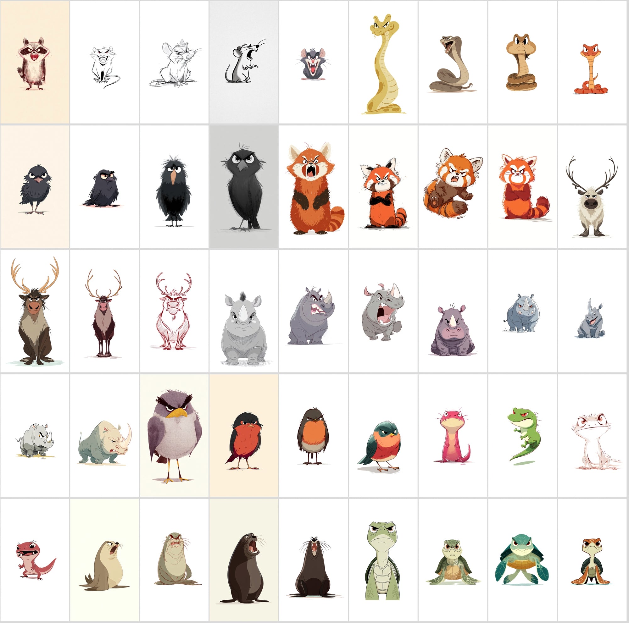 560 Angry Animal Cartoon Clipart Bundle – High-Resolution JPGs with Commercial Use