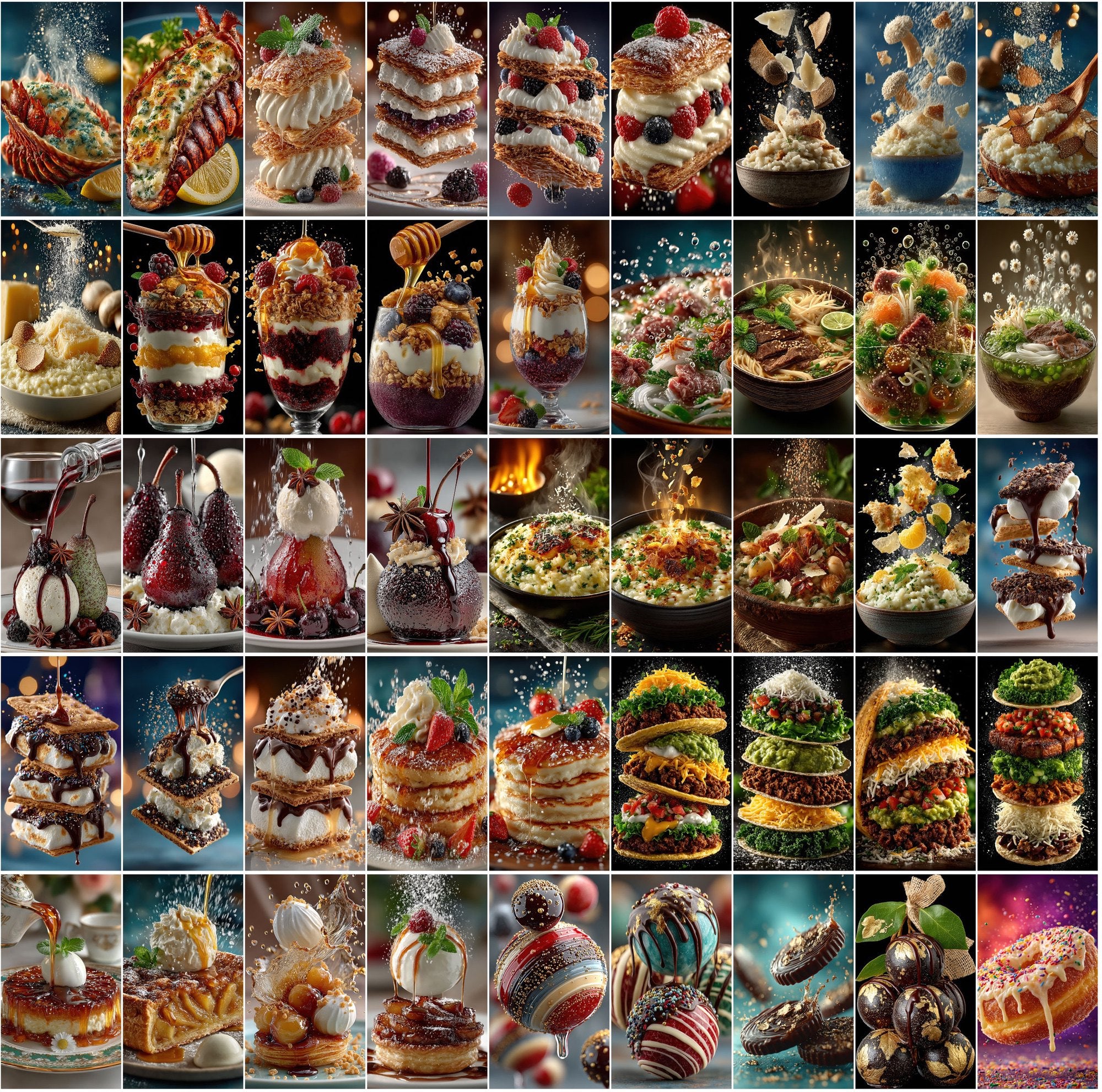 510 Floating Food Images – Hyper-Realistic, Cinematic JPG Collection with Commercial License