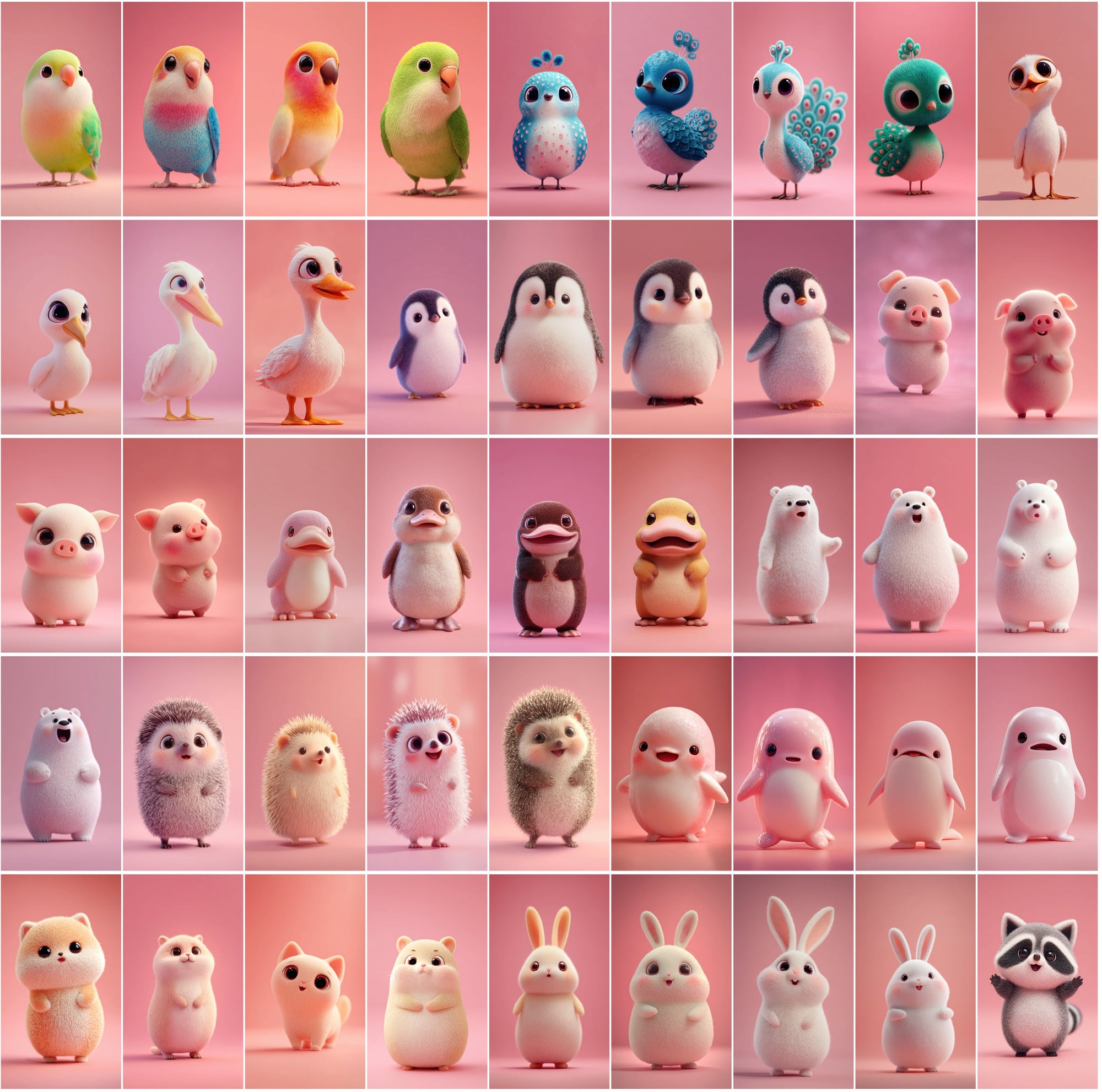 620 Chubby 3D Animals – Cute Kawaii Anime-Style JPGs (3672×6552) • Commercial Use