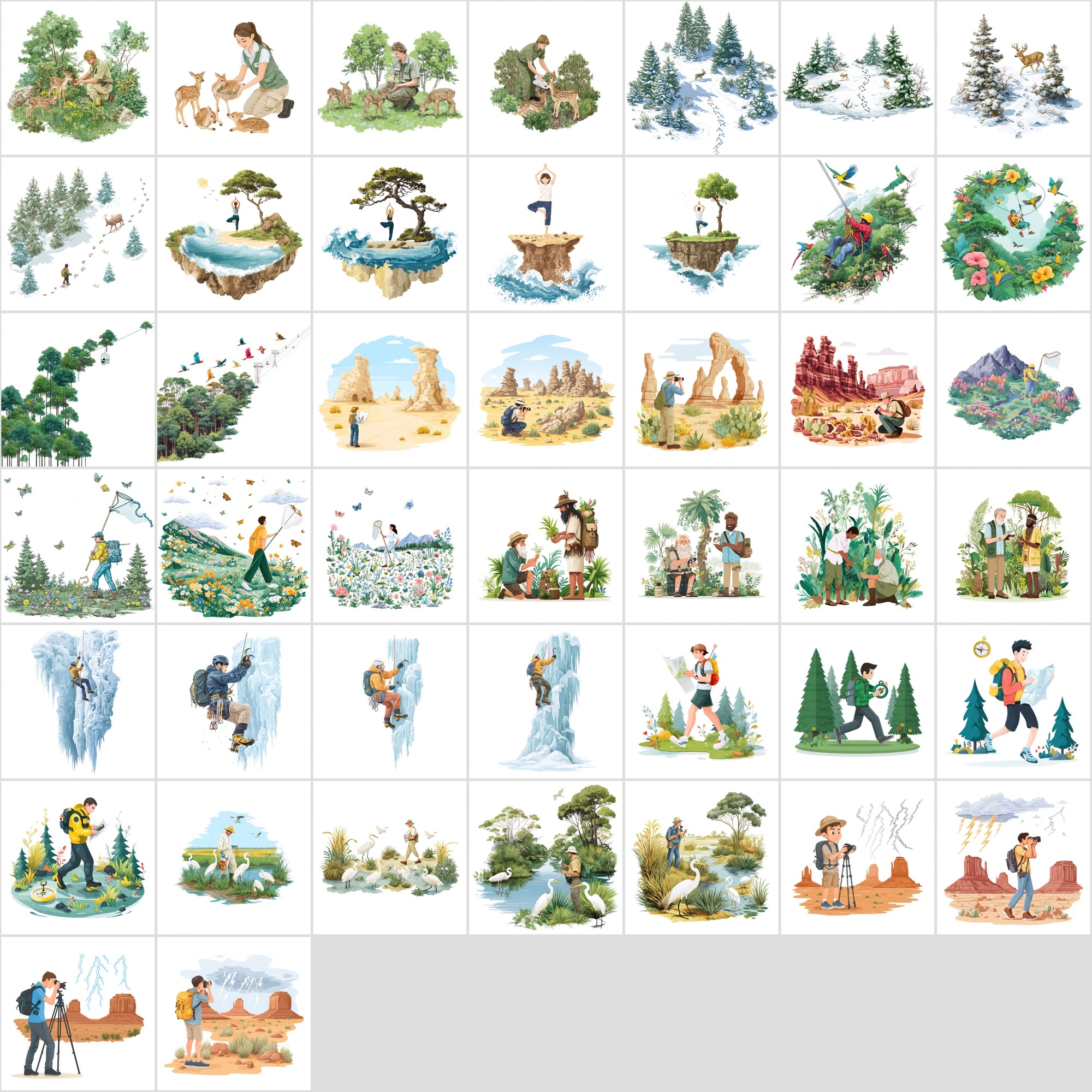 485 Outdoor Adventure Illustrations Bundle | Nature Scenes Digital Art Collection