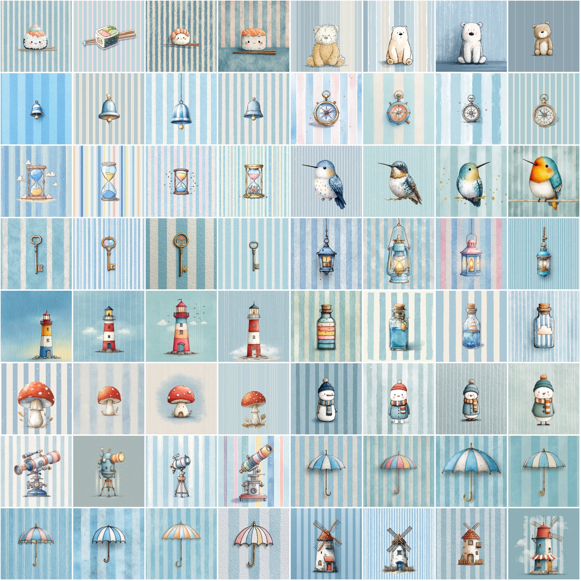 652 Whimsical Pastel Clipart Illustrations – Soft Children’s Book Style, Commercial Use JPGs