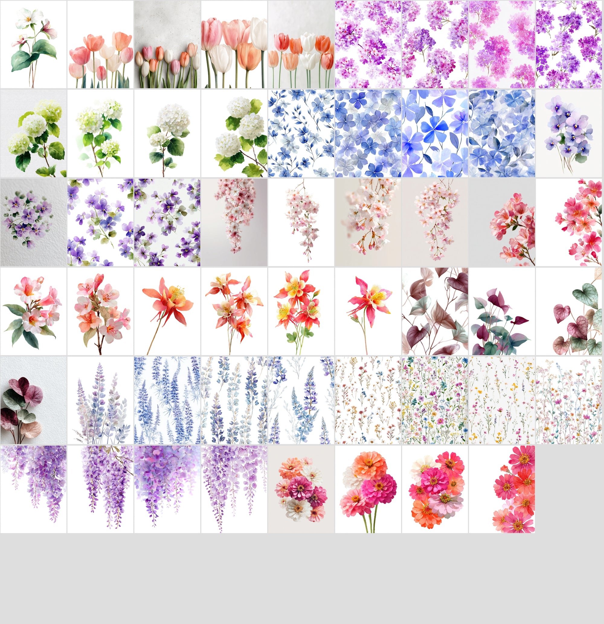 620 Watercolor Floral Images Bundle | Commercial Use Digital Clipart | High Resolution Botanical Graphics