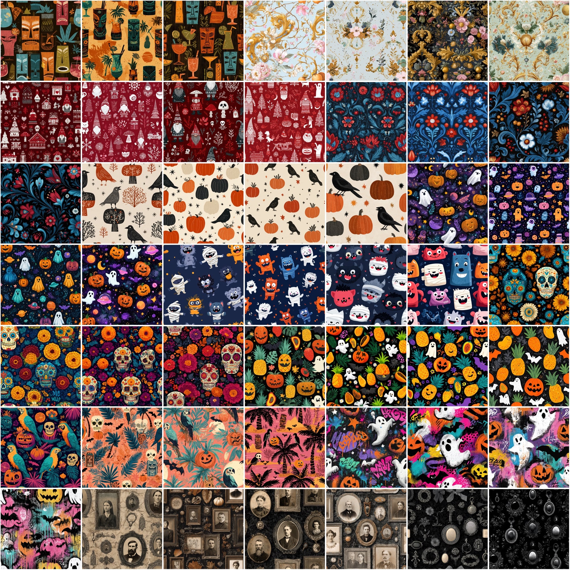 580 Seamless Halloween Patterns | Cute & Spooky JPG + PAT Files | Commercial Use