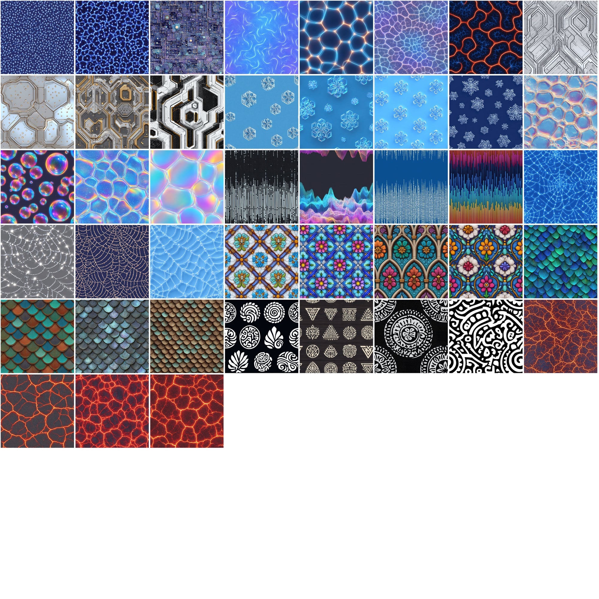 619 Futuristic Seamless Patterns – JPG & PAT Files for Photoshop