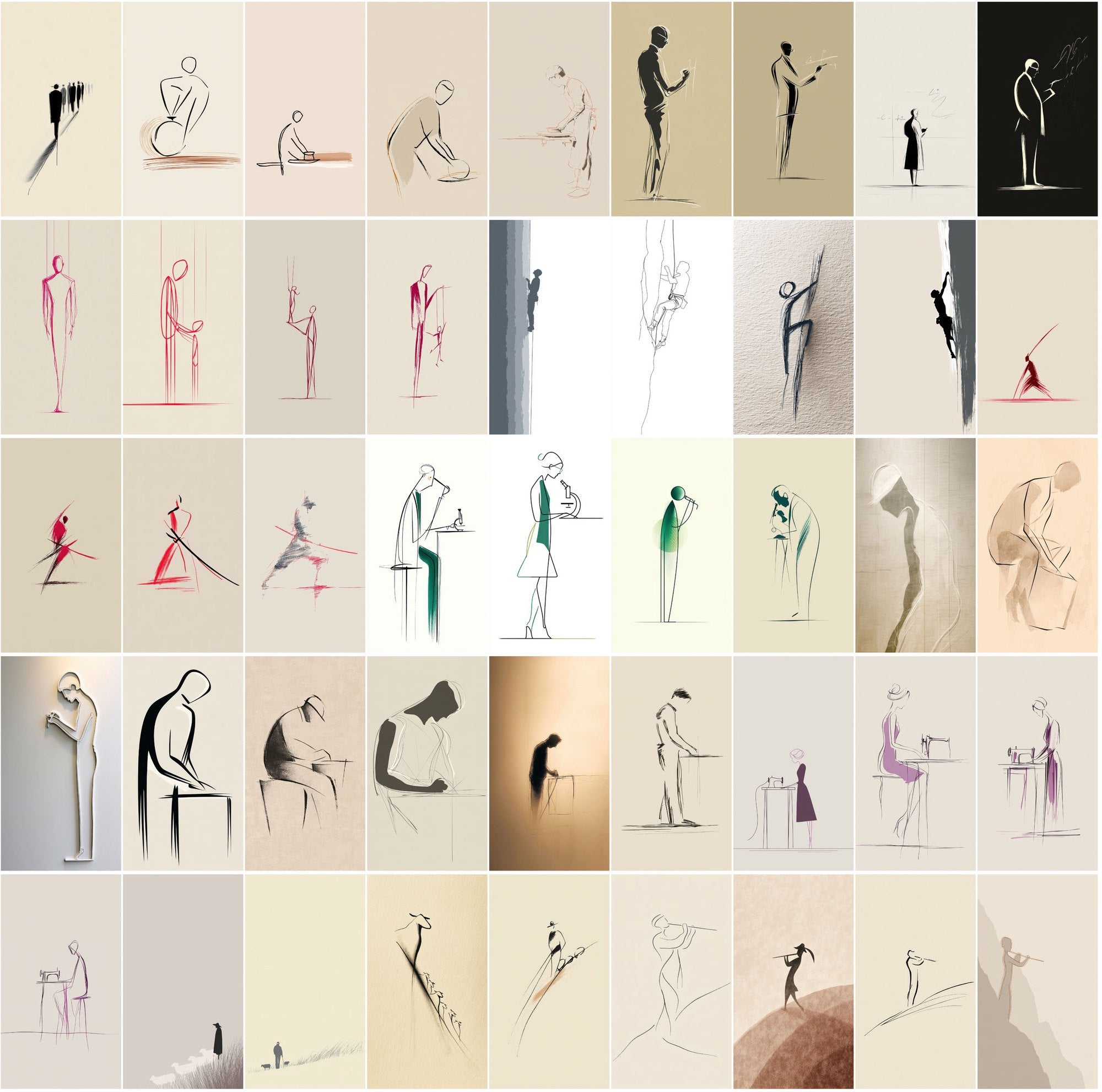 580 Minimalist One-Line Drawing Images | JPG Bundle with Commercial License