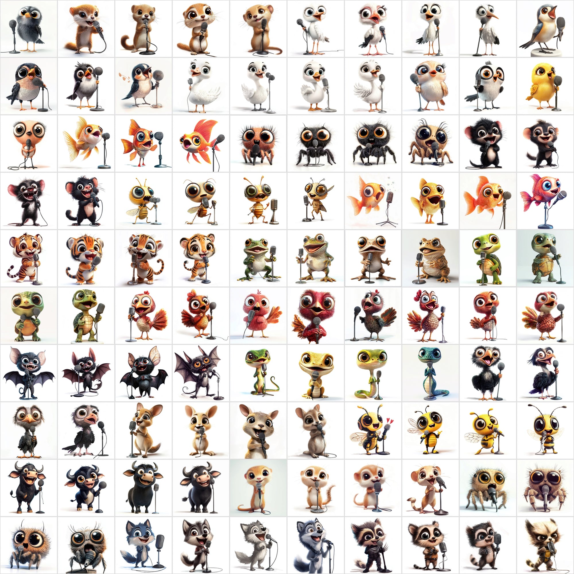 1000 High-Resolution Animal Images Holding Microphones – Commercial License Included!