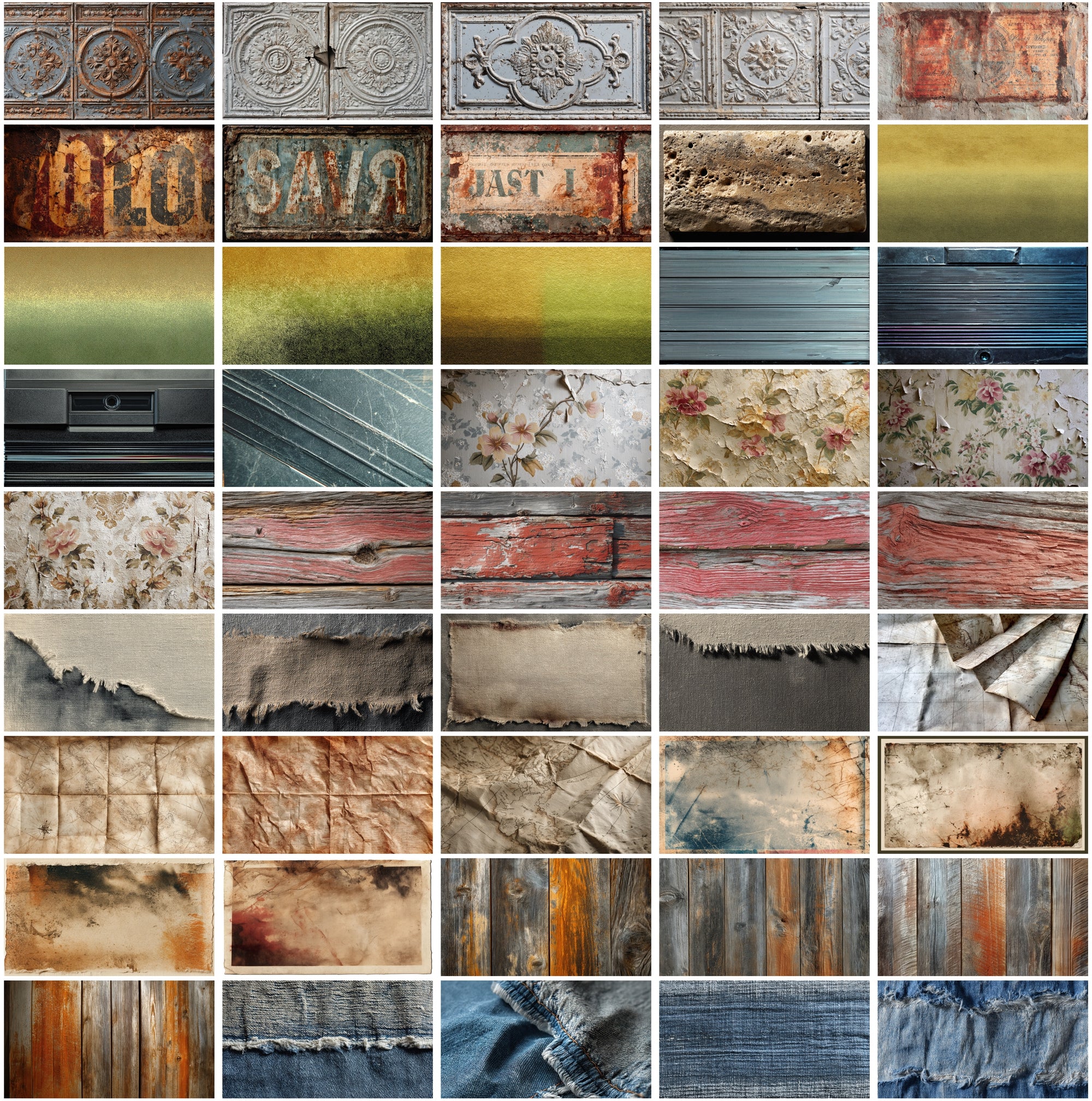 450 Vintage Texture Backgrounds Bundle - High Resolution 6552×3672px - Commercial License - Retro Paper, Fabric, Wood & More