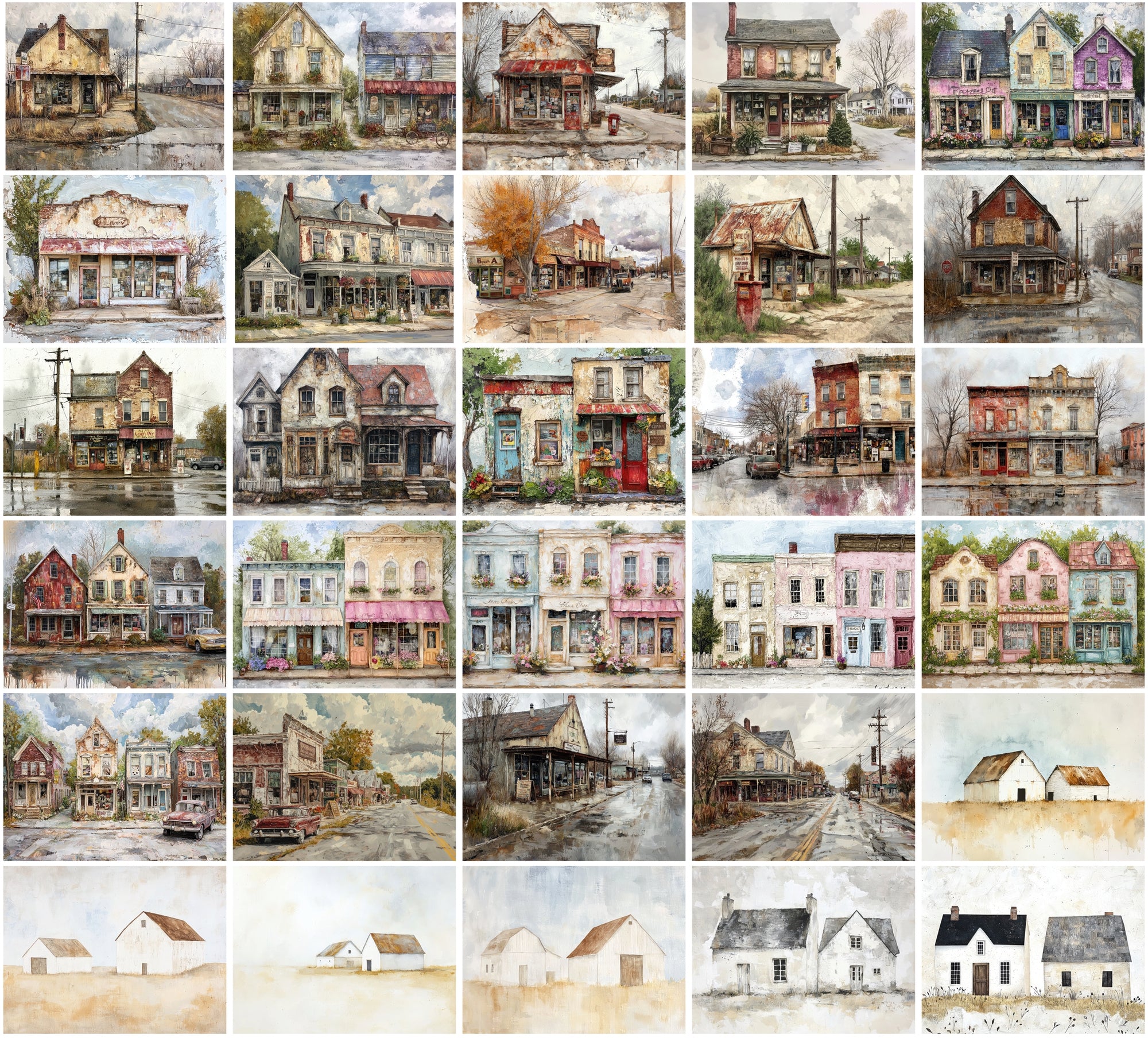 Rustic House Art Bundle - 310 JPG Images, Vintage Farmhouses & Beach Huts