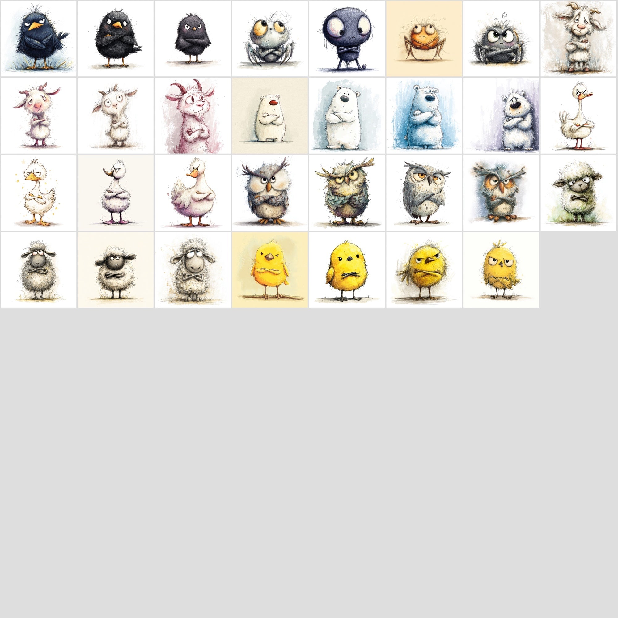 600 Irritated & Angry Cartoon Animal Illustrations – Cute Adorable Characters