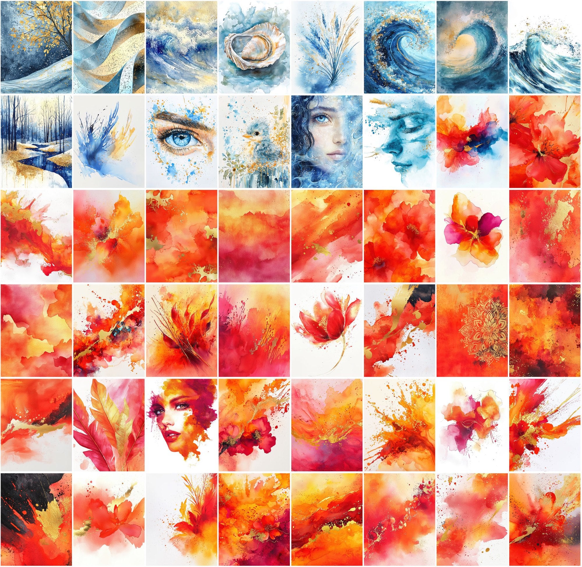 550 Watercolor Backgrounds | High-Res Abstract Splash Art JPGs with Commercial License