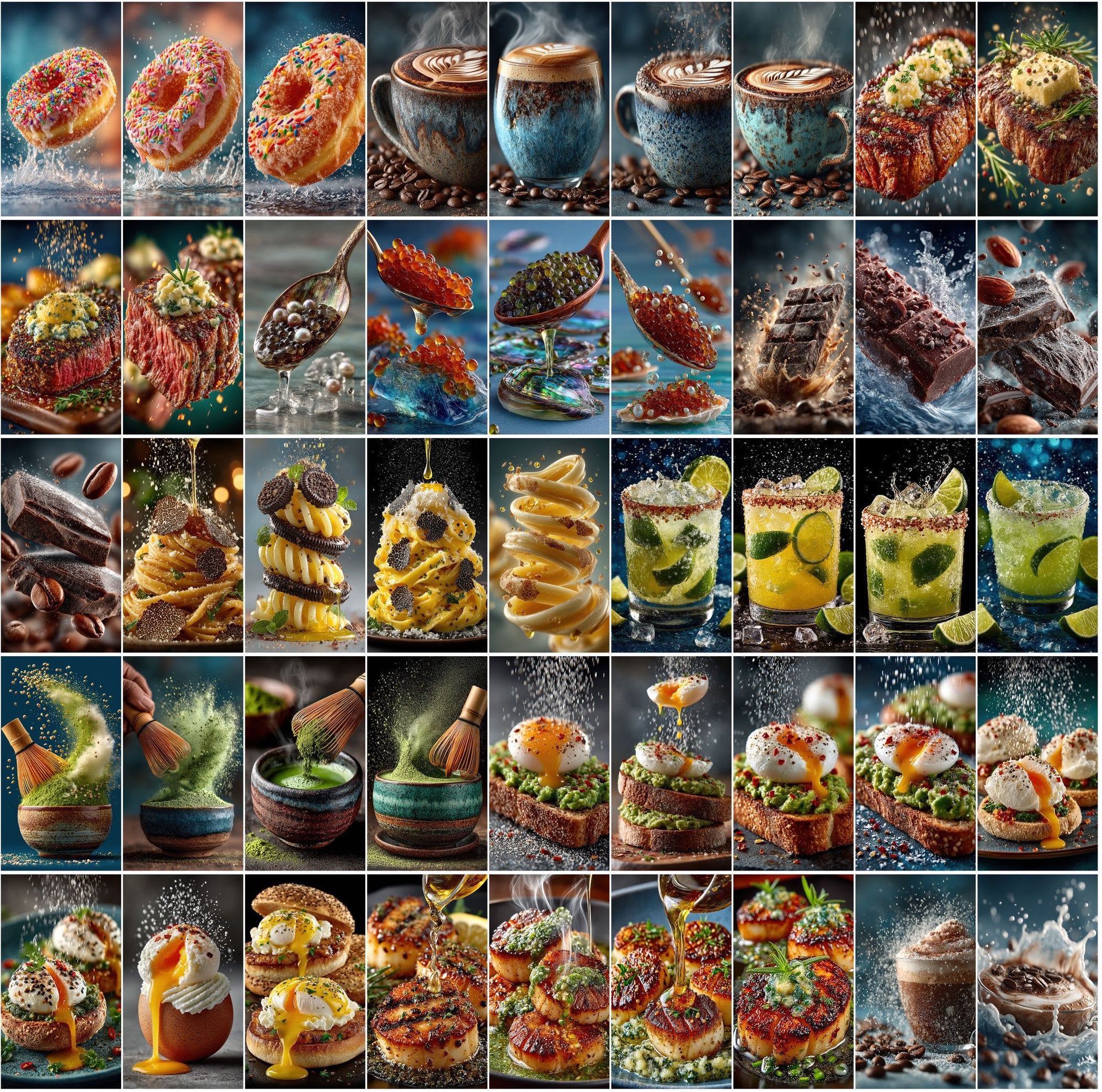 510 Floating Food Images – Hyper-Realistic, Cinematic JPG Collection with Commercial License