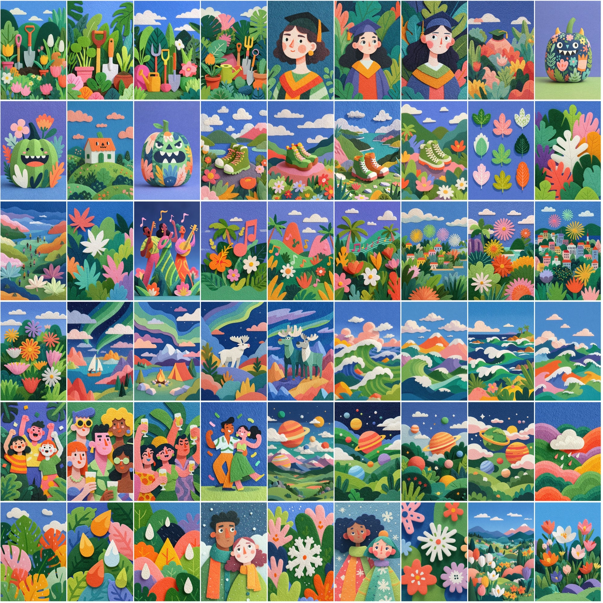 640 Paper Cut Illustrations | High-Resolution JPG Clipart with Commercial License
