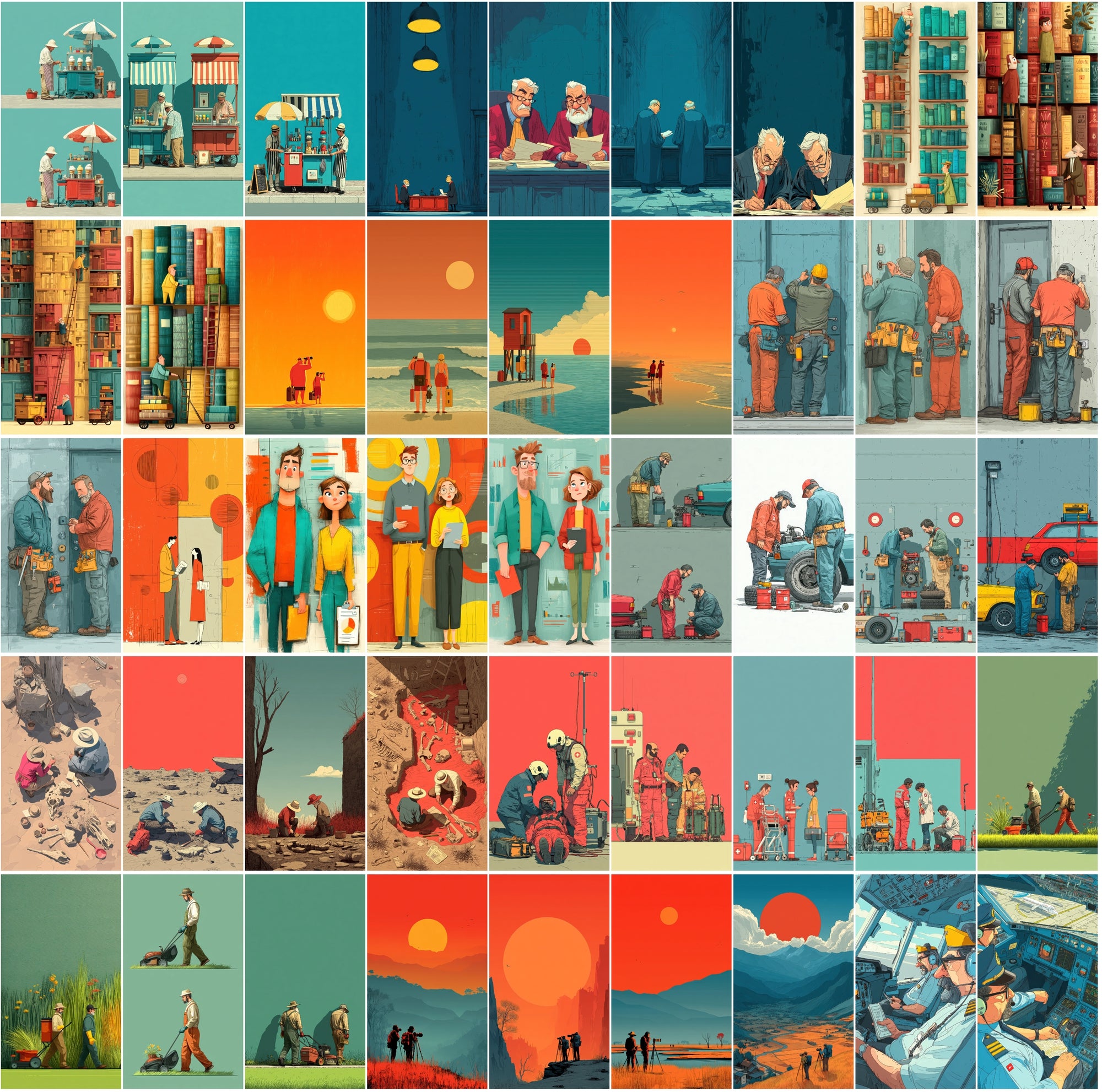 555 Flat Style Illustrations Bundle | High-Res JPGs with Commercial License