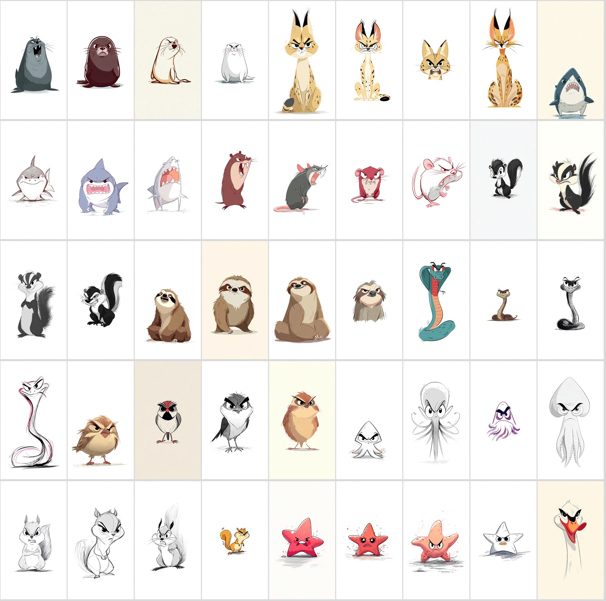 560 Angry Animal Cartoon Clipart Bundle – High-Resolution JPGs with Commercial Use