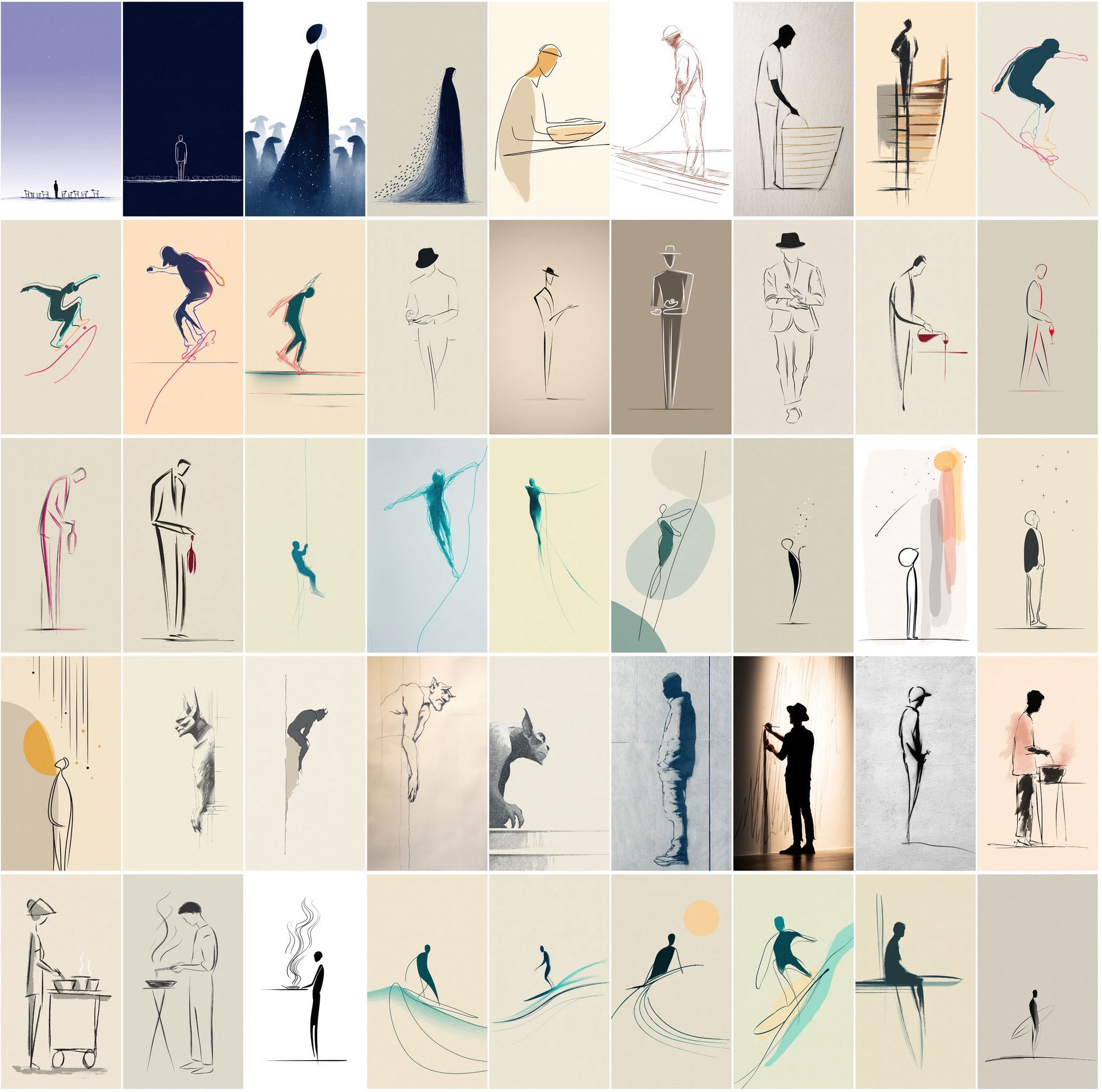 580 Minimalist One-Line Drawing Images | JPG Bundle with Commercial License