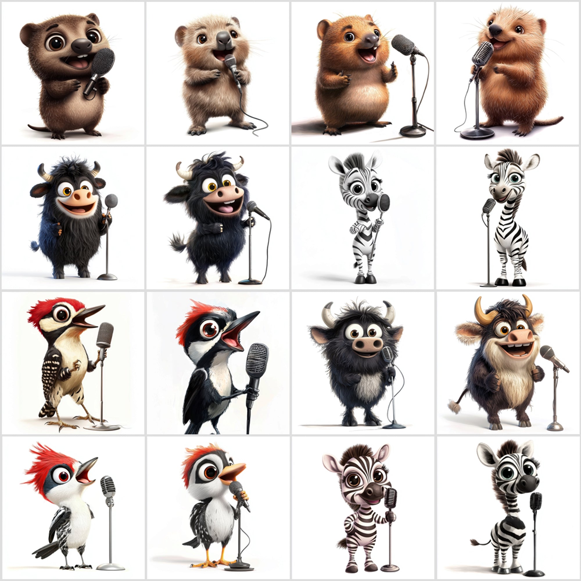 1000 High-Resolution Animal Images Holding Microphones – Commercial License Included!