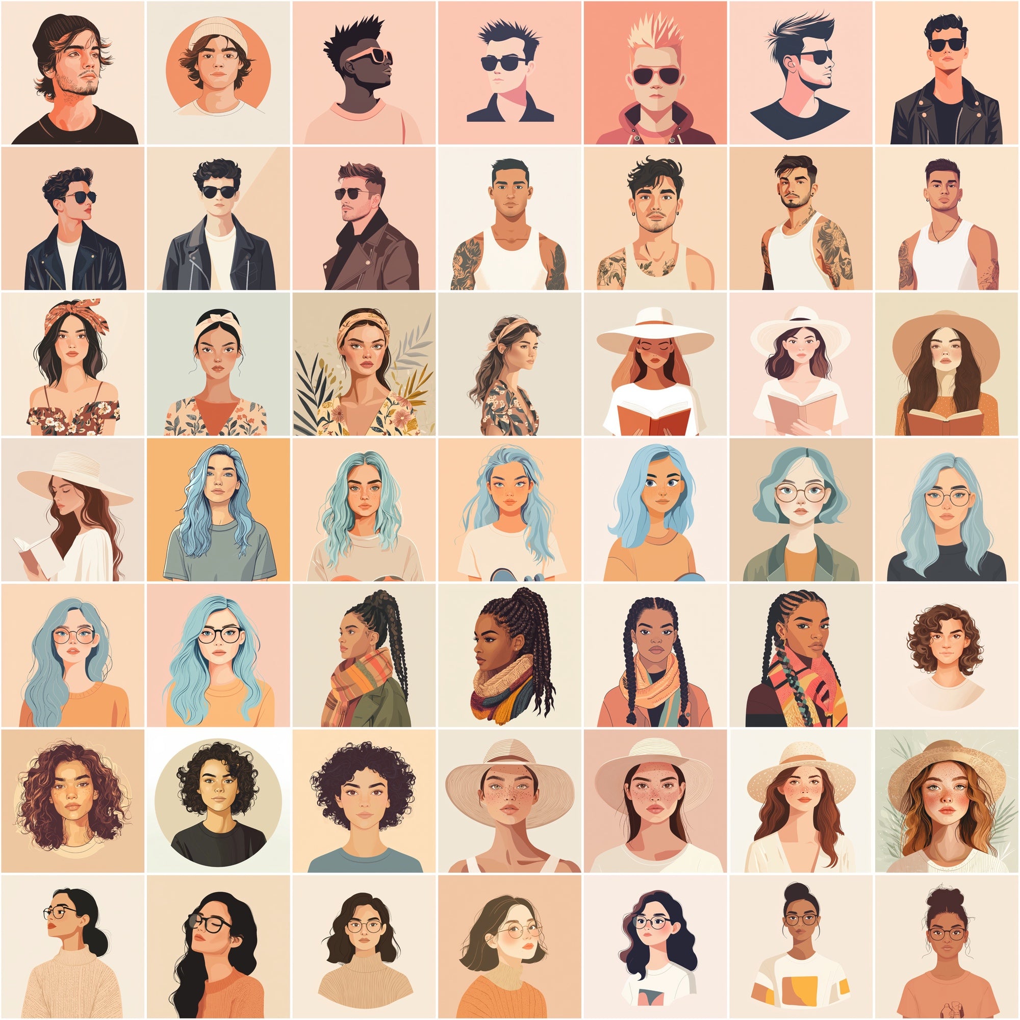 550 Flat Avatars | Diverse People Illustrations