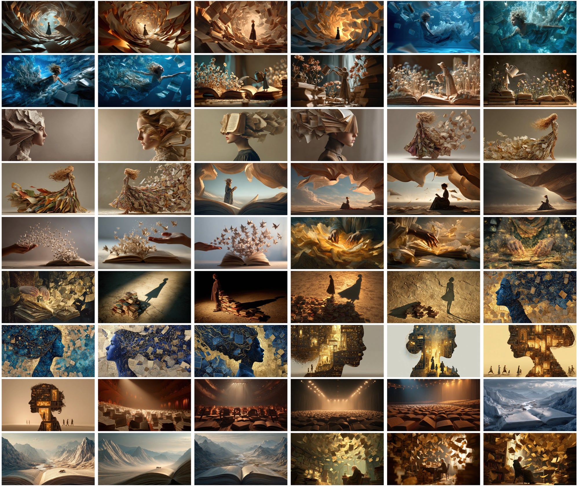610 Surreal Book-Themed Art Images | Magical Realism Digital Backgrounds
