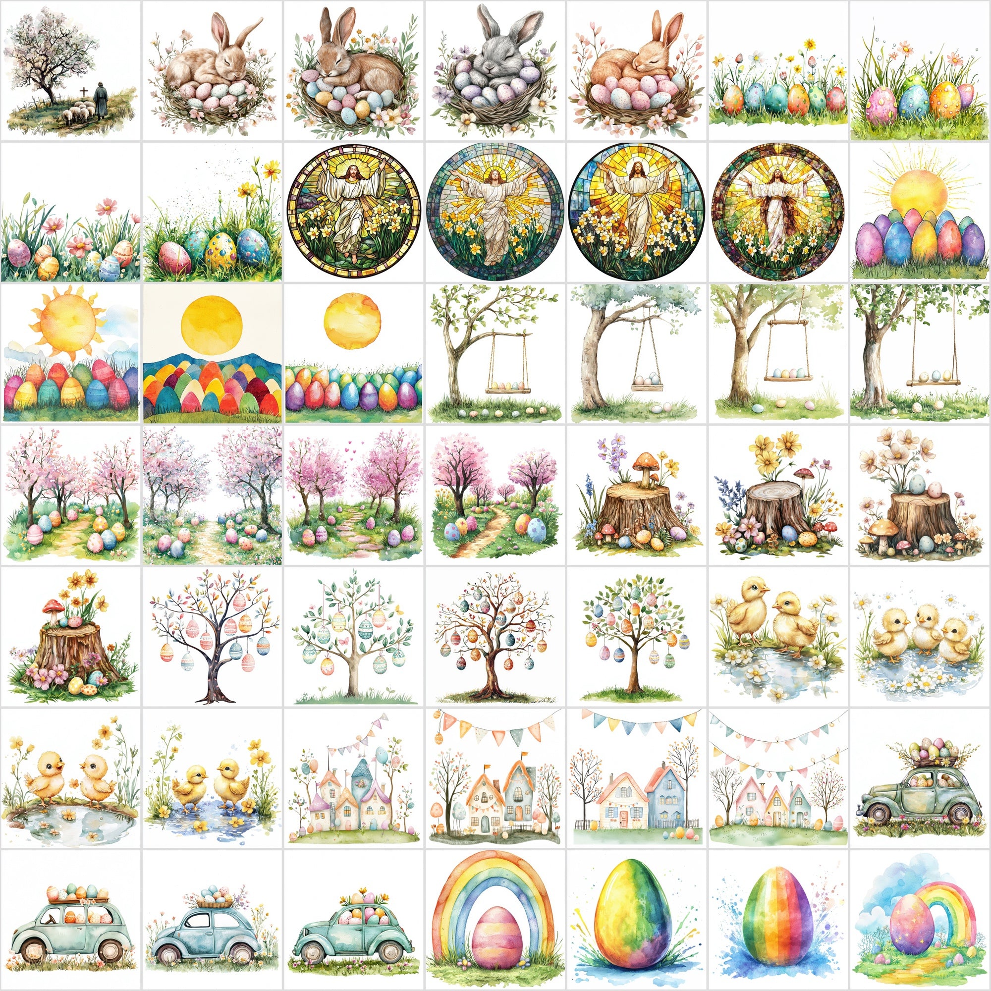 550 Watercolor Easter Clipart | Christian & Spring JPG Bundle