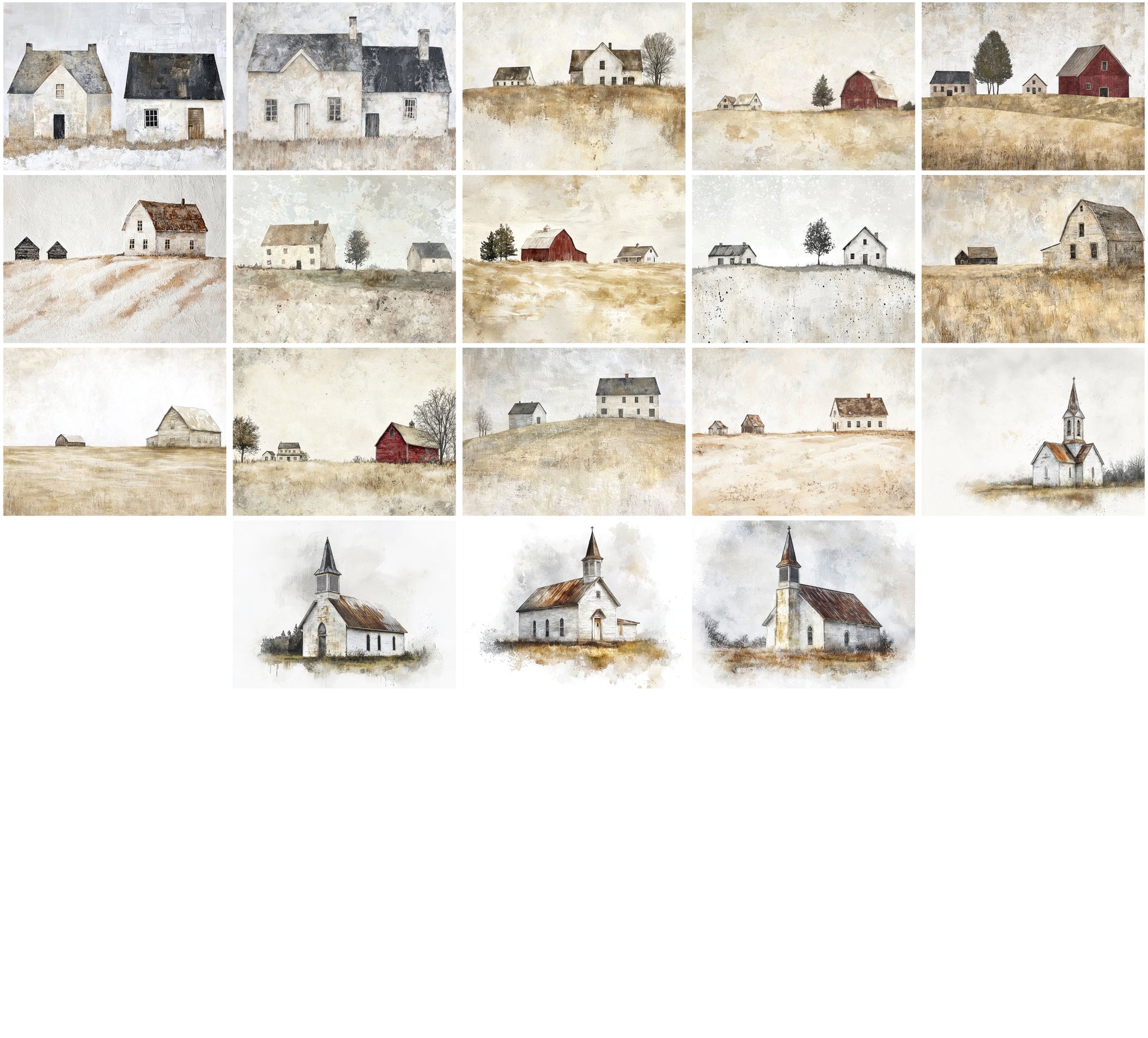 Rustic House Art Bundle - 310 JPG Images, Vintage Farmhouses & Beach Huts