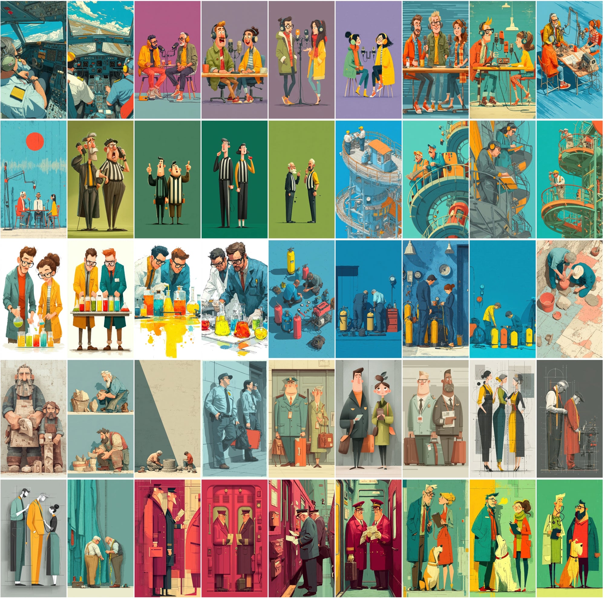 555 Flat Style Illustrations Bundle | High-Res JPGs with Commercial License