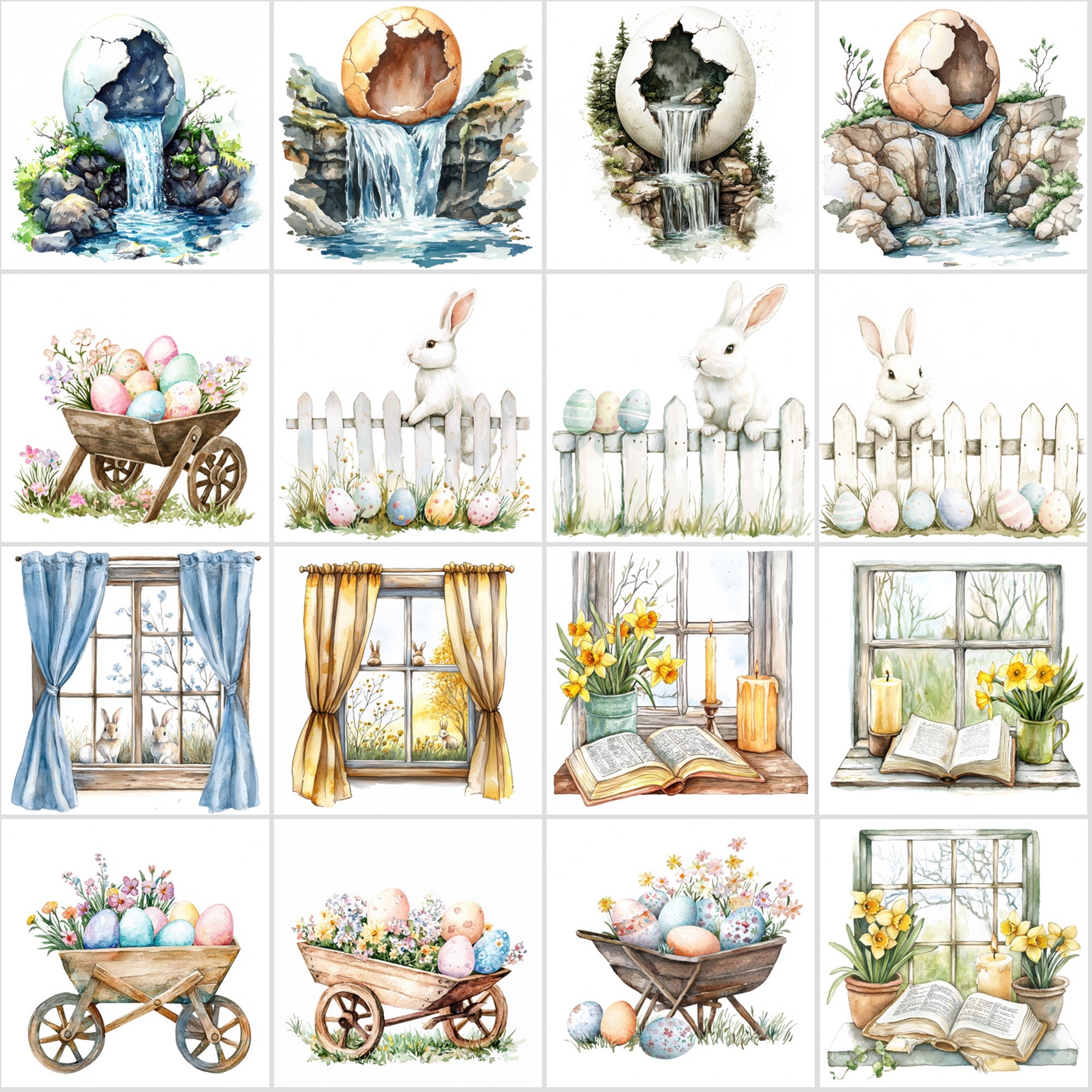 550 Watercolor Easter Clipart | Christian & Spring JPG Bundle