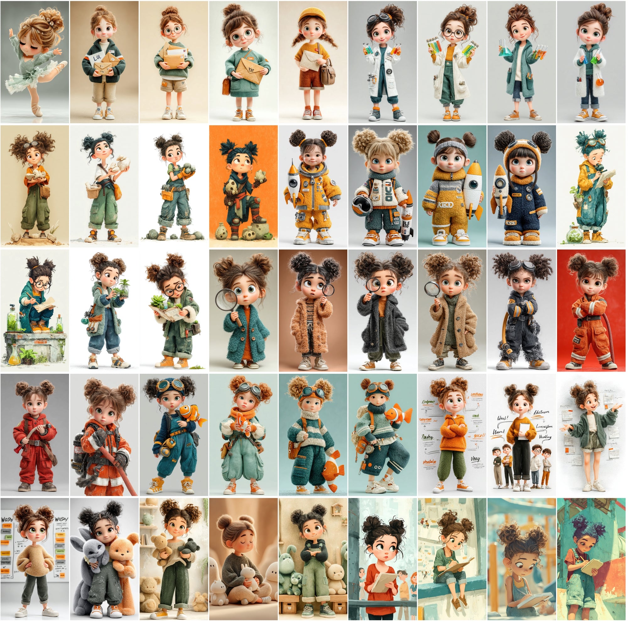 625 Cartoon 3D Boy & Girl Characters – High-Res JPGs with Commercial License