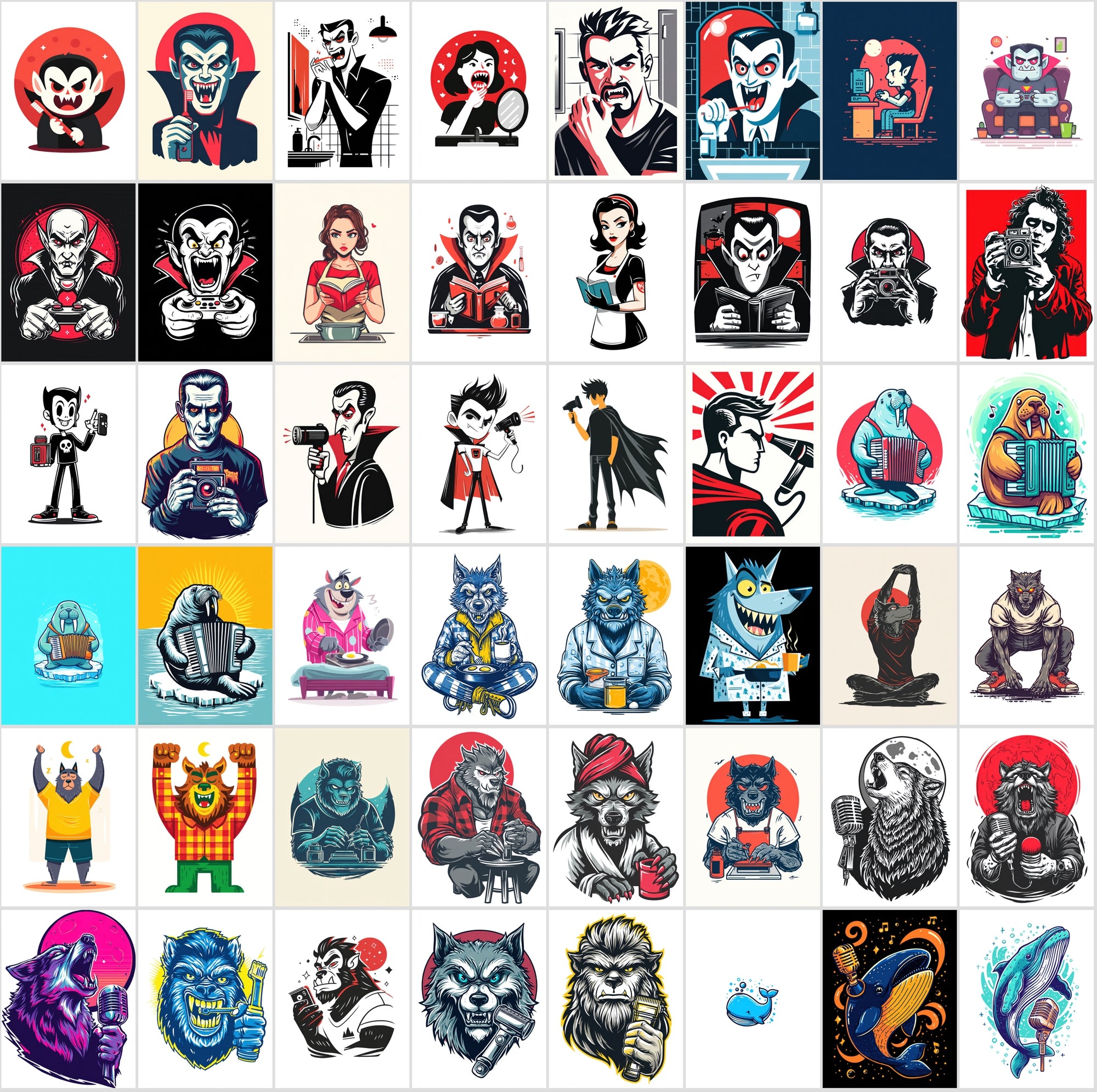600 Whimsical Illustrations for T-Shirts, Prints & More
