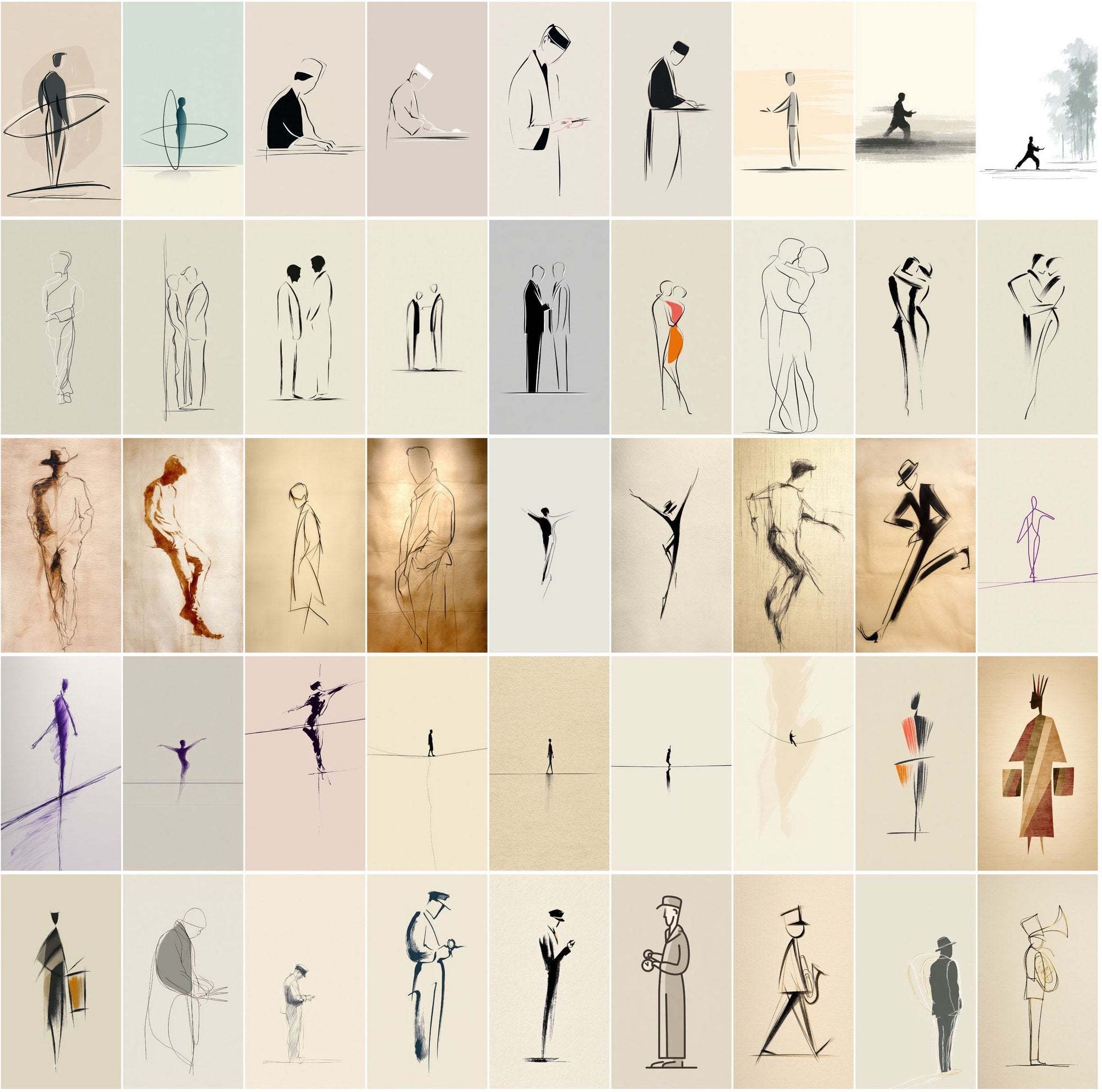 580 Minimalist One-Line Drawing Images | JPG Bundle with Commercial License