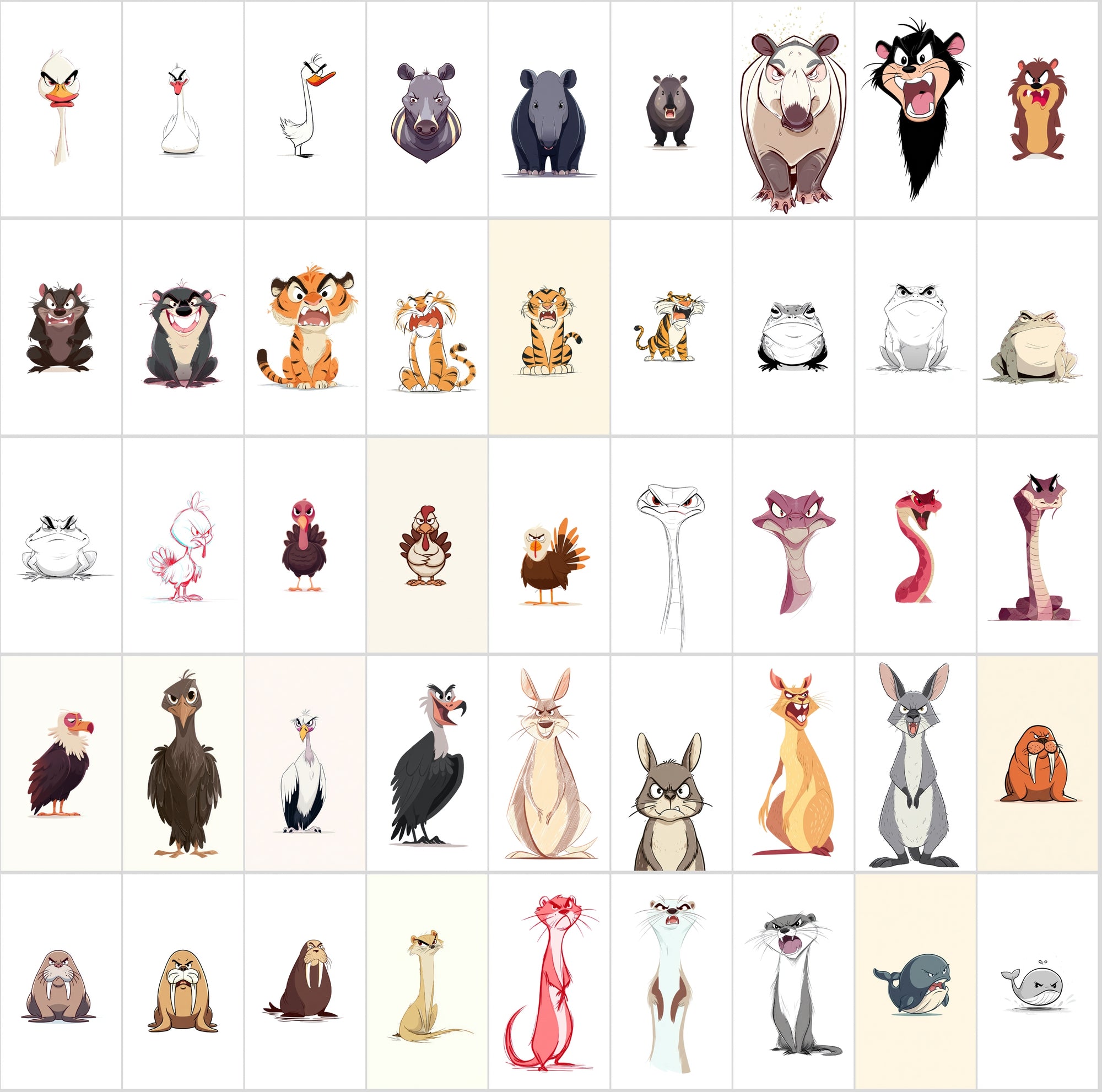 560 Angry Animal Cartoon Clipart Bundle – High-Resolution JPGs with Commercial Use