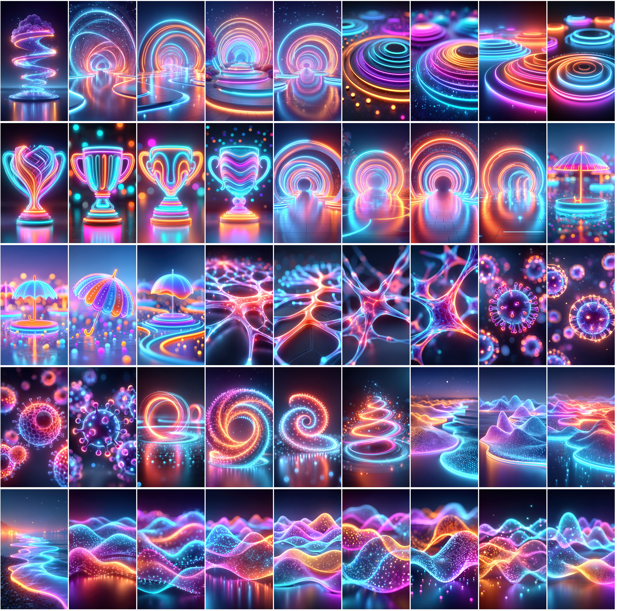 1140 Neon Abstract Backgrounds – 3D Futuristic Blue & Pink Light Renders | Vertical & Horizontal JPGs