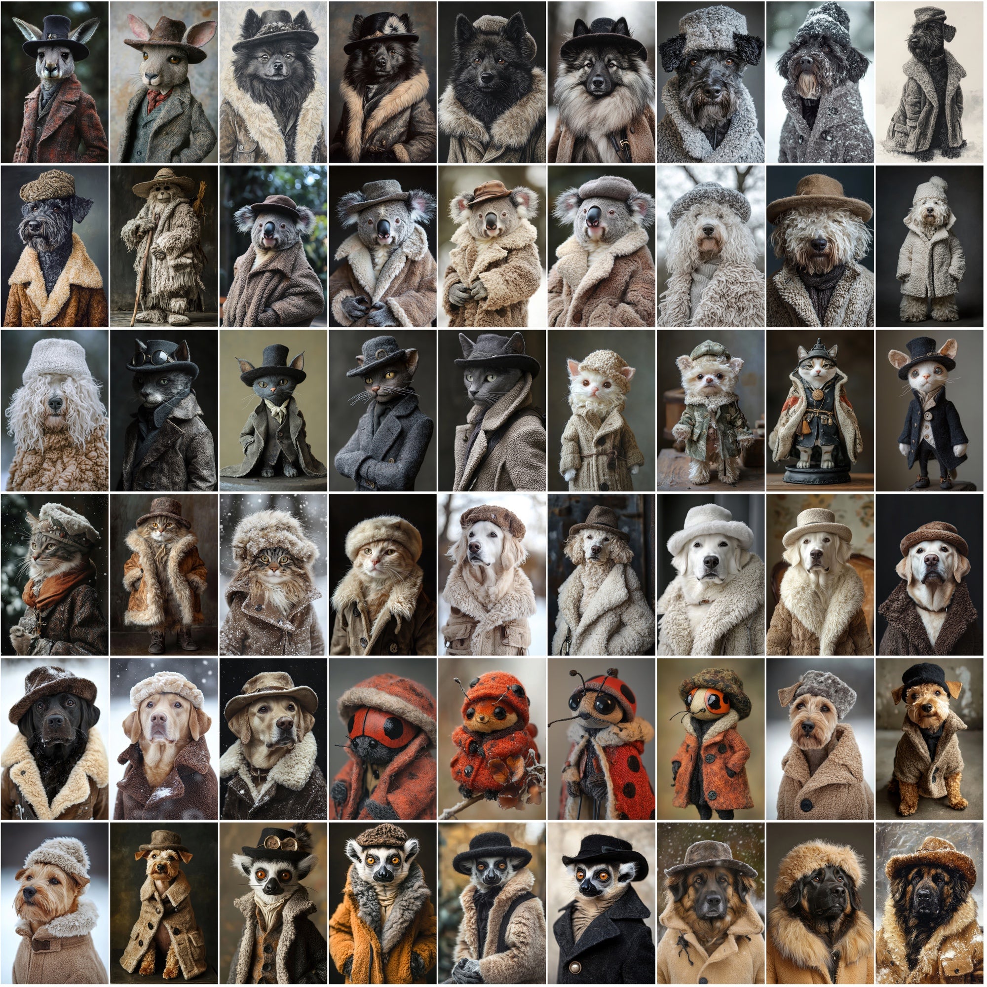 1050 Animal Images with Sheepskin Jackets - Dogs, Cats & More