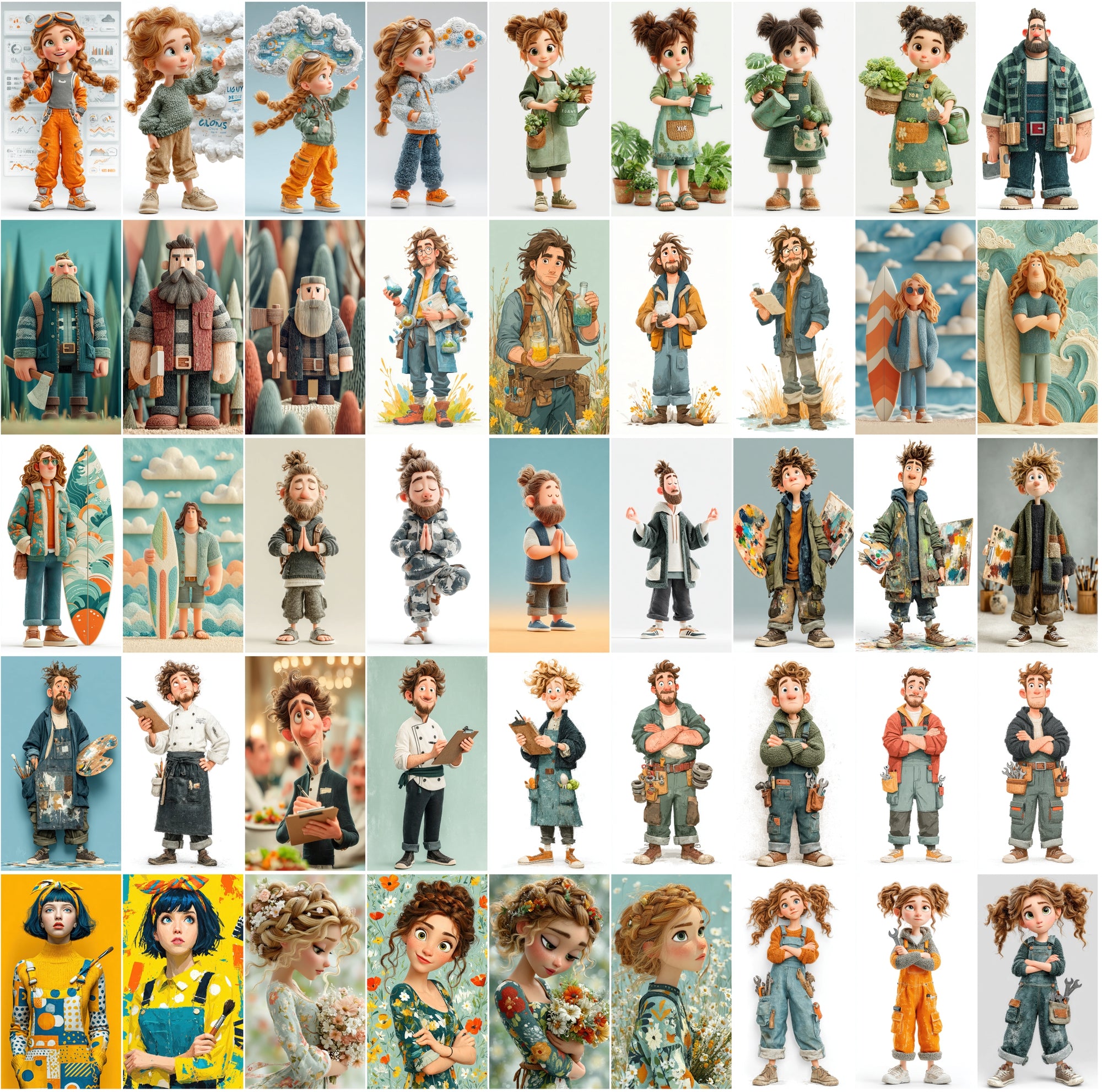 625 Cartoon 3D Boy & Girl Characters – High-Res JPGs with Commercial License