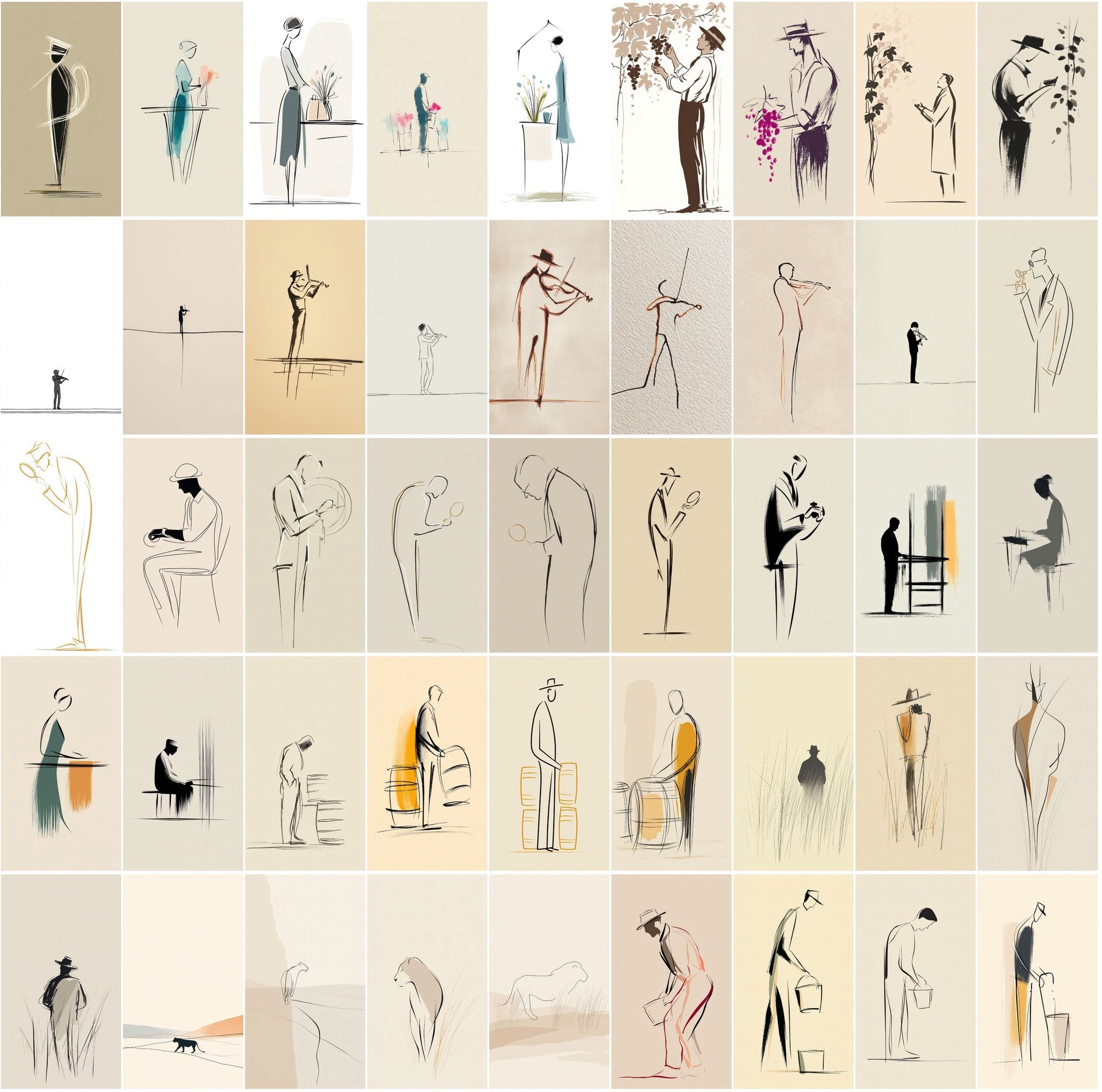 580 Minimalist One-Line Drawing Images | JPG Bundle with Commercial License