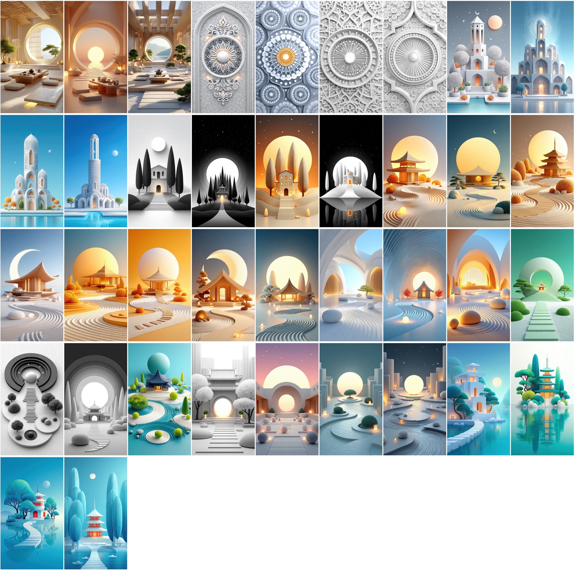623 Minimalist Architecture & Zen Landscapes – High-Res JPG Art Collection