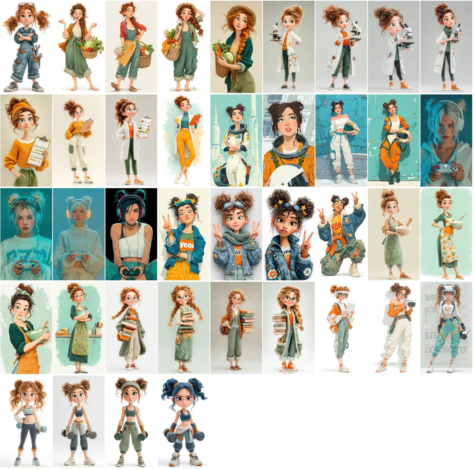 625 Cartoon 3D Boy & Girl Characters – High-Res JPGs with Commercial License