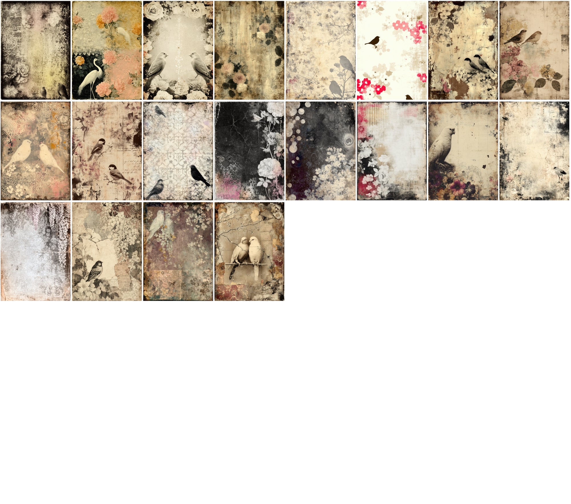580 Vintage Backgrounds – Elegant Floral & Bird Patterns