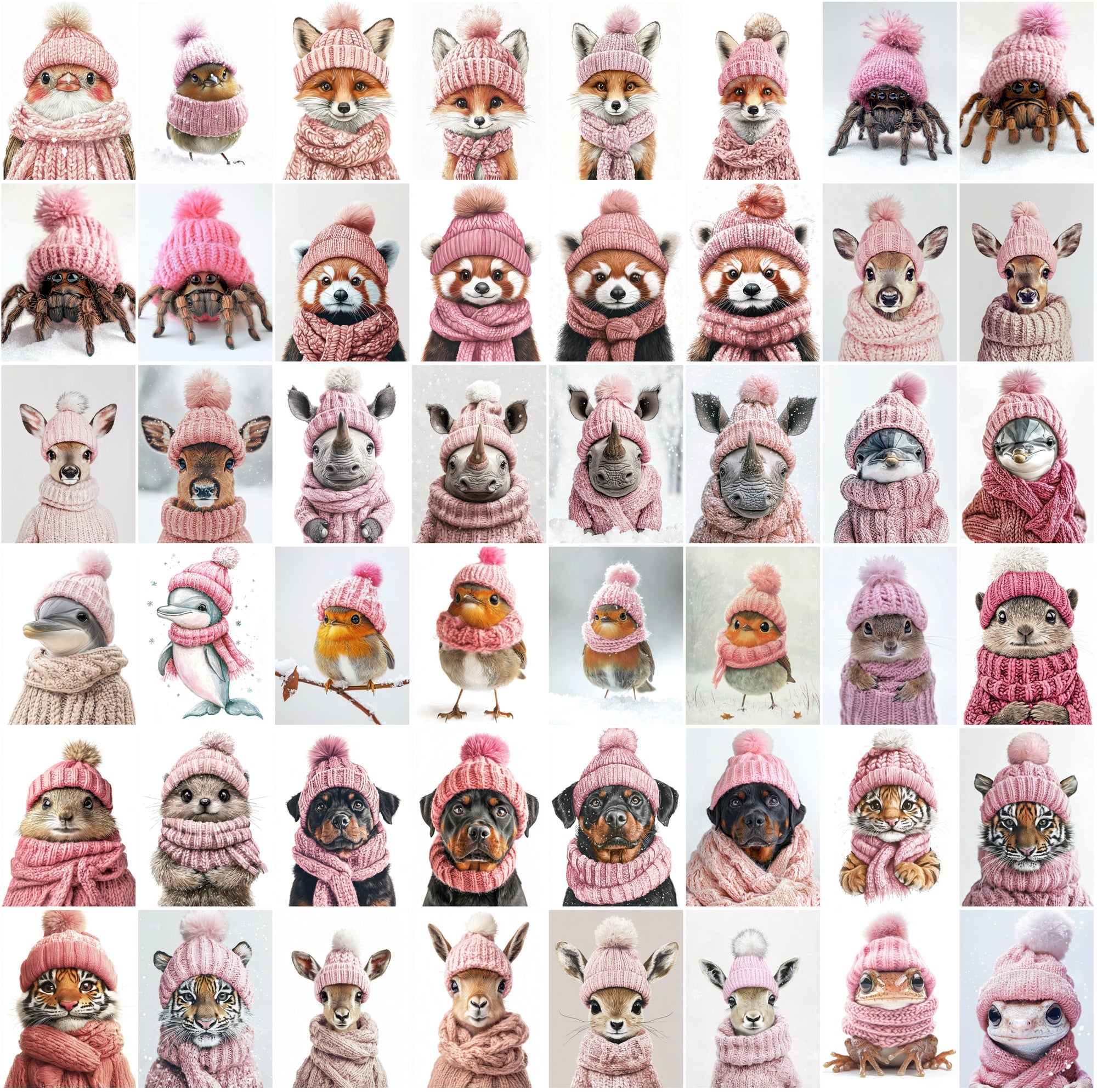 2090 High-Resolution Animal Images in Pink Outfits - Adorable and Festive Collection