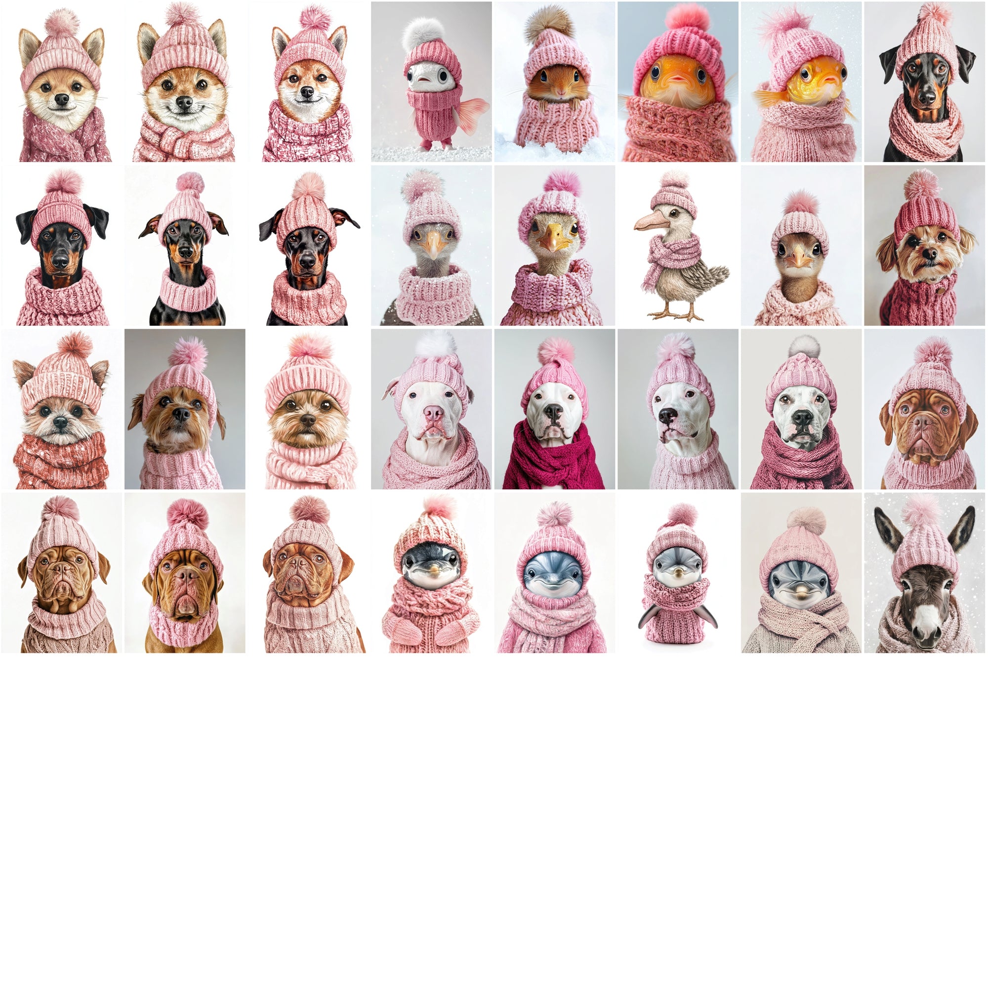 2090 High-Resolution Animal Images in Pink Outfits - Adorable and Festive Collection