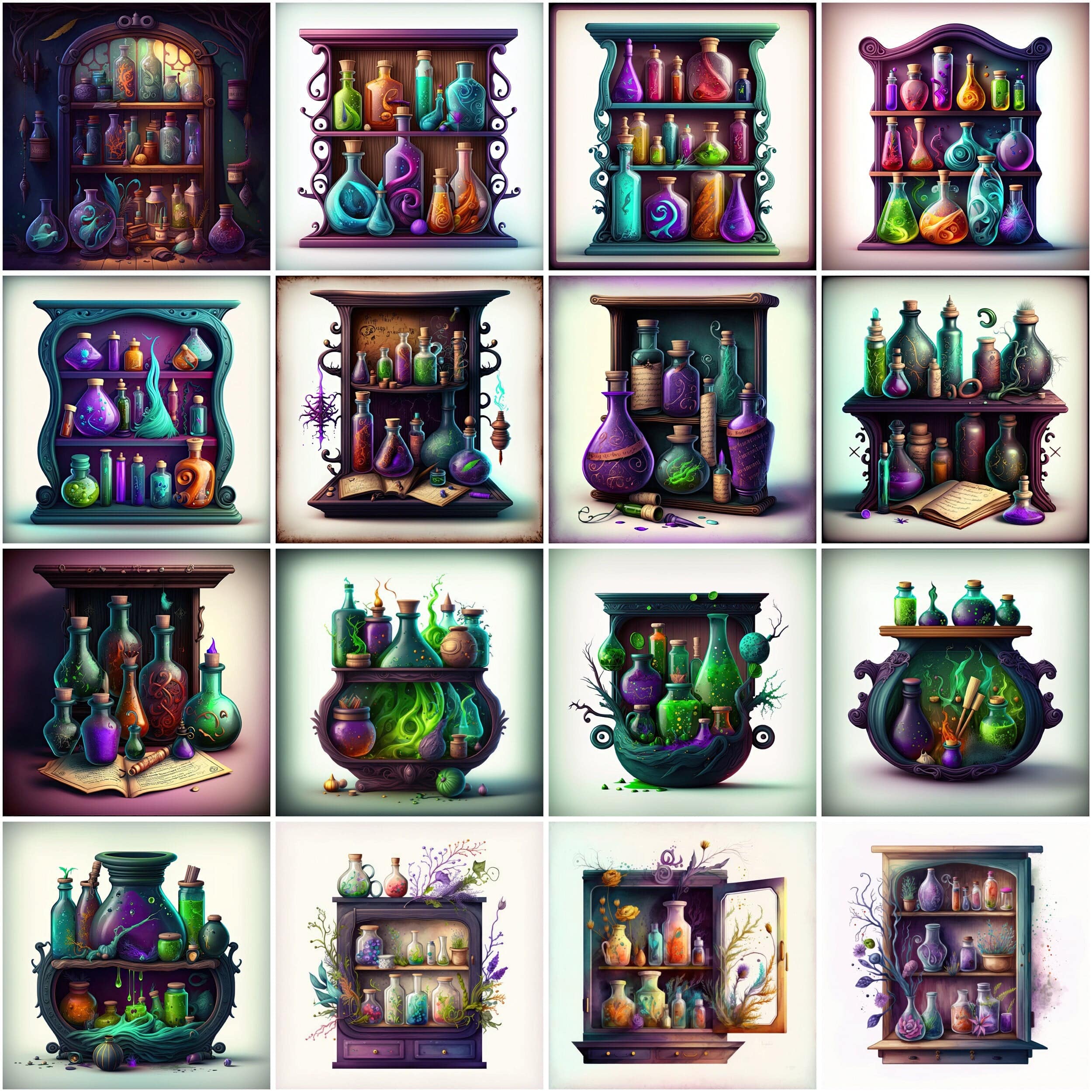 Add a touch of witchcraft with our Watercolour Witches Apothecary Clipart Bundle - Featuring mystical elements in transparent PNG Digital Download Sumobundle