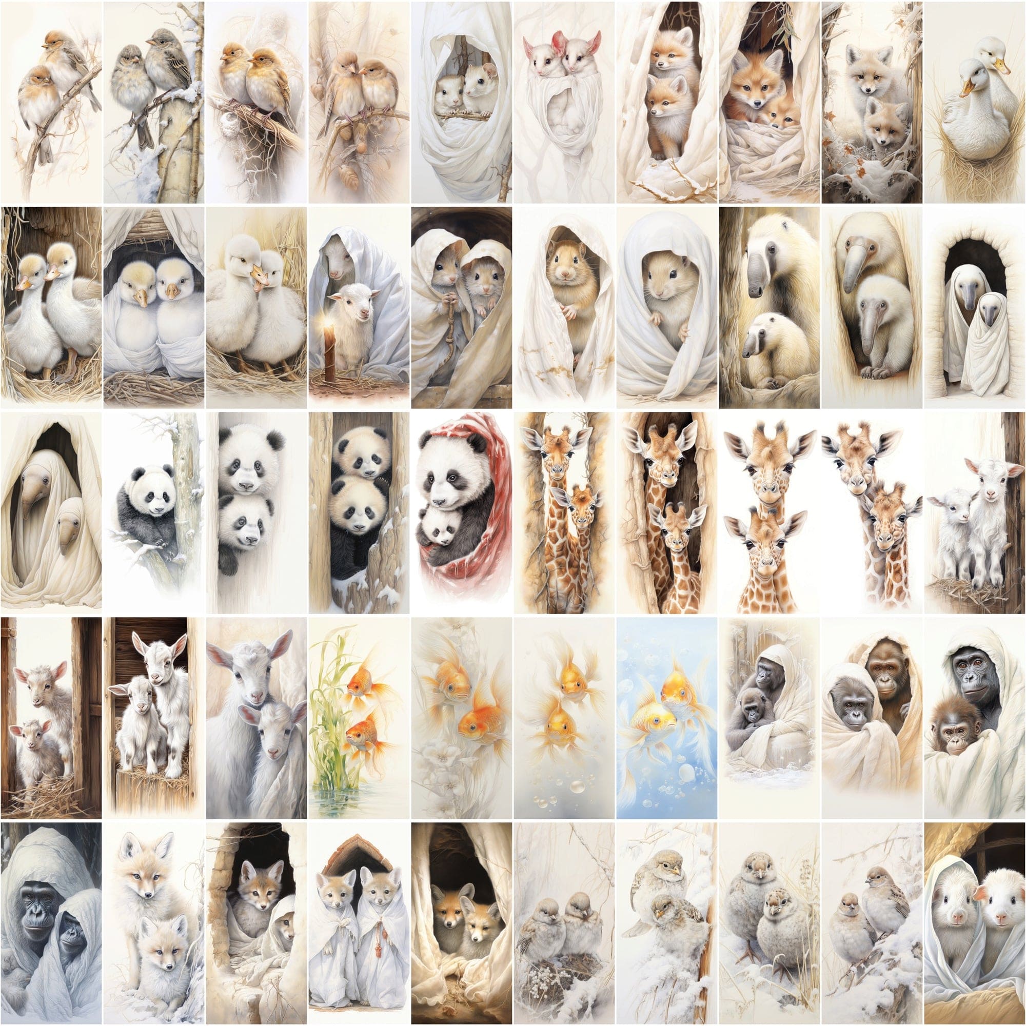 Adorable Animal Friends Art Collection - 540 High-Resolution Images with Commercial License Digital Download Sumobundle