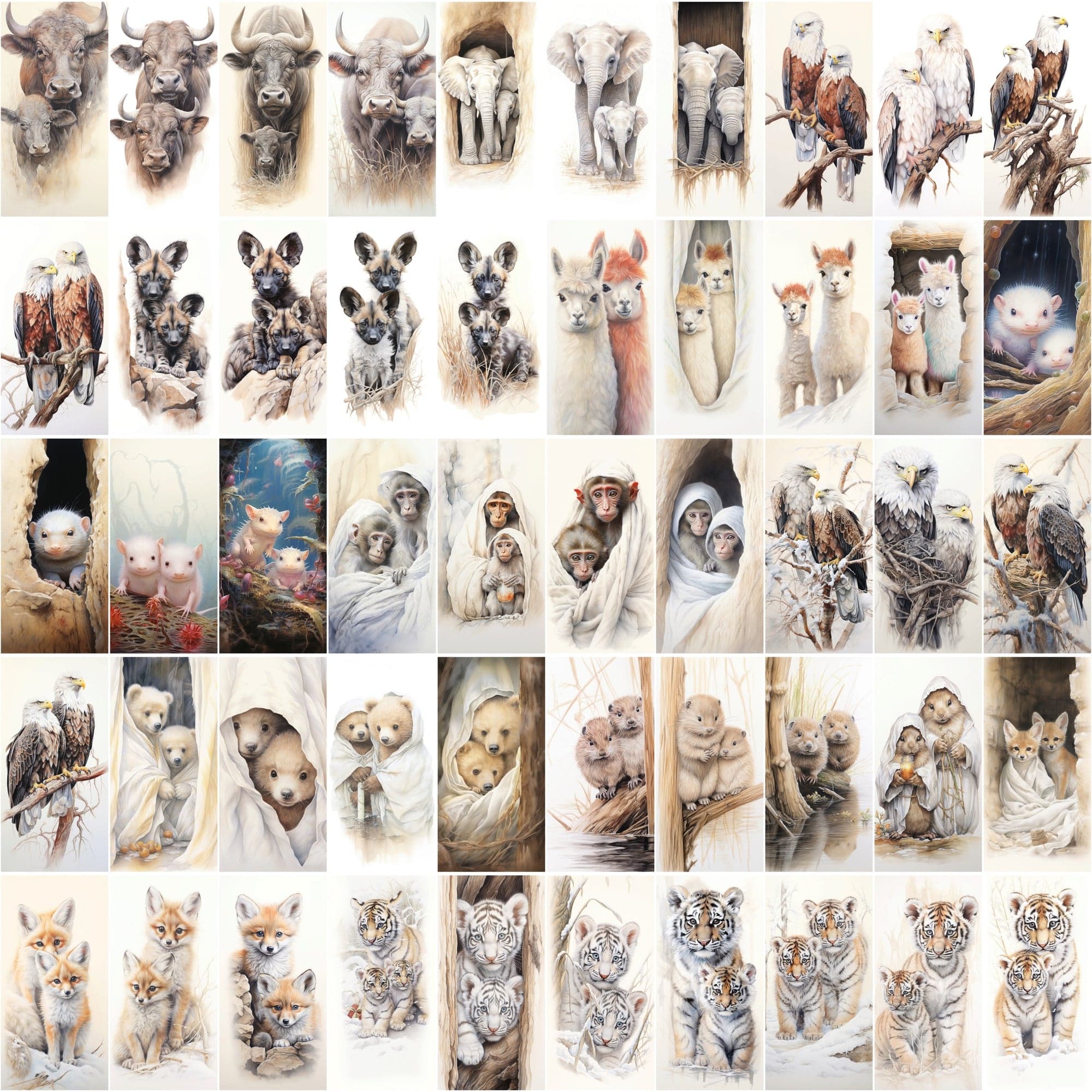 Adorable Animal Friends Art Collection - 540 High-Resolution Images with Commercial License Digital Download Sumobundle