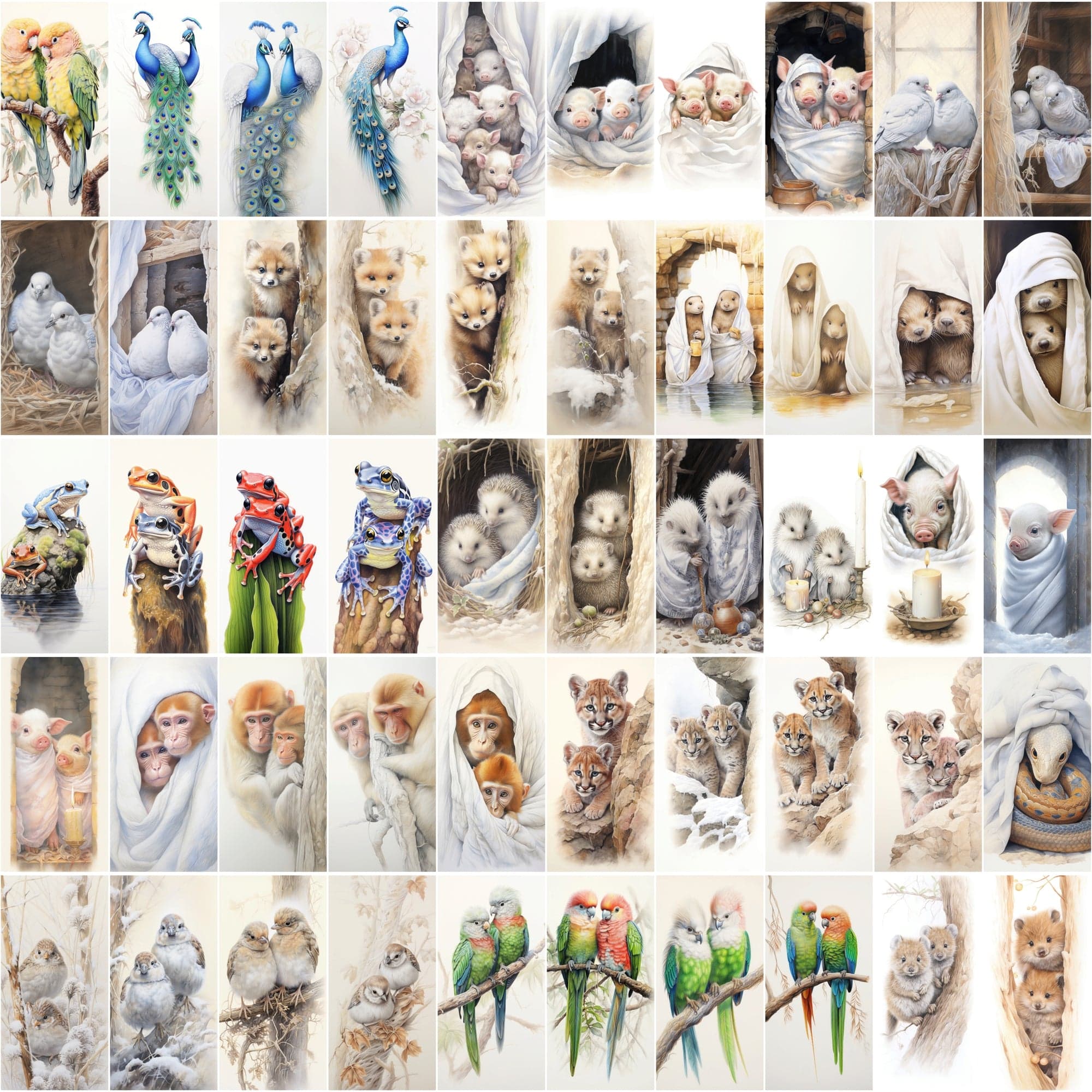 Adorable Animal Friends Art Collection - 540 High-Resolution Images with Commercial License Digital Download Sumobundle
